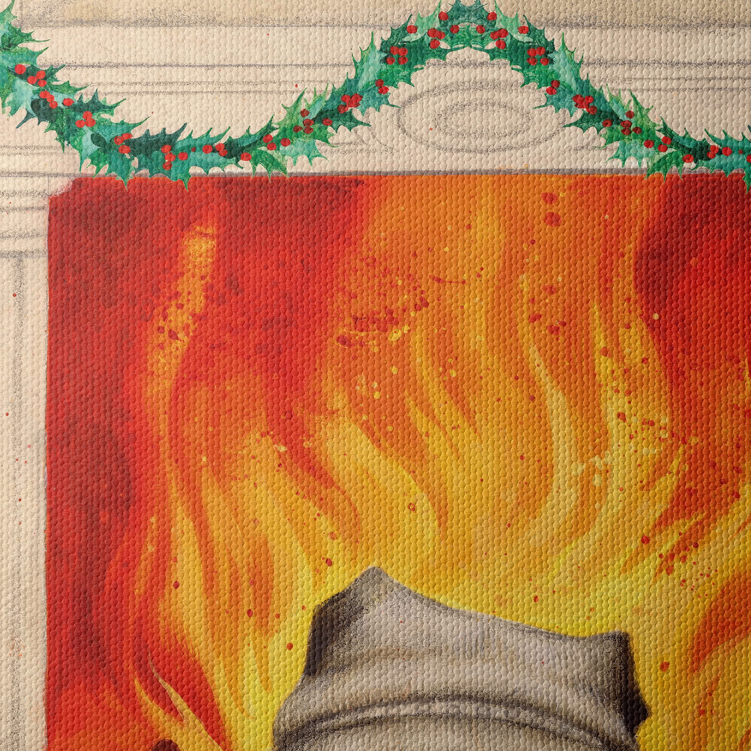 New Yorker Dog by the Fireplace Art - Image 4