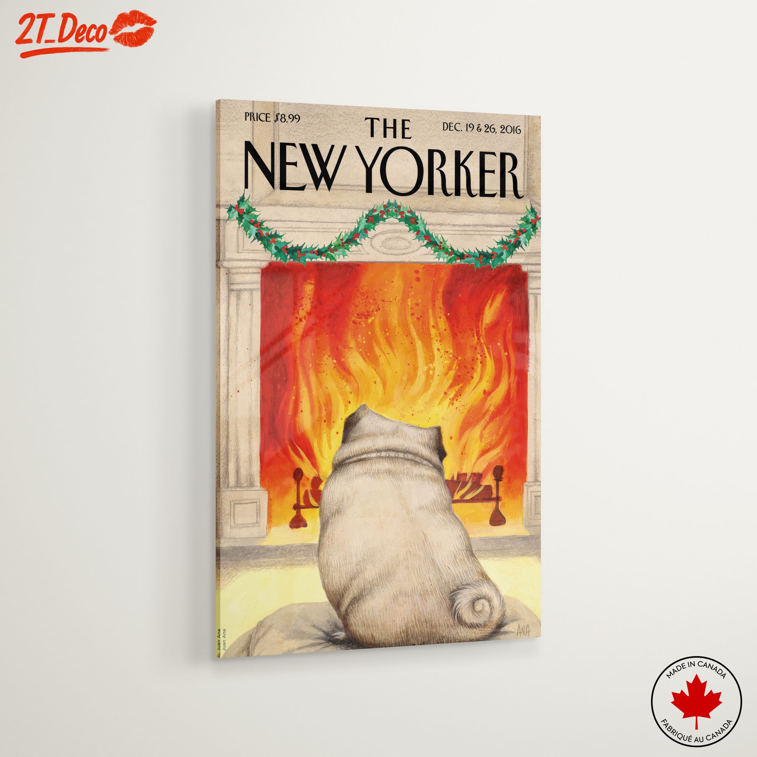 New Yorker Dog by the Fireplace Art - Image 6