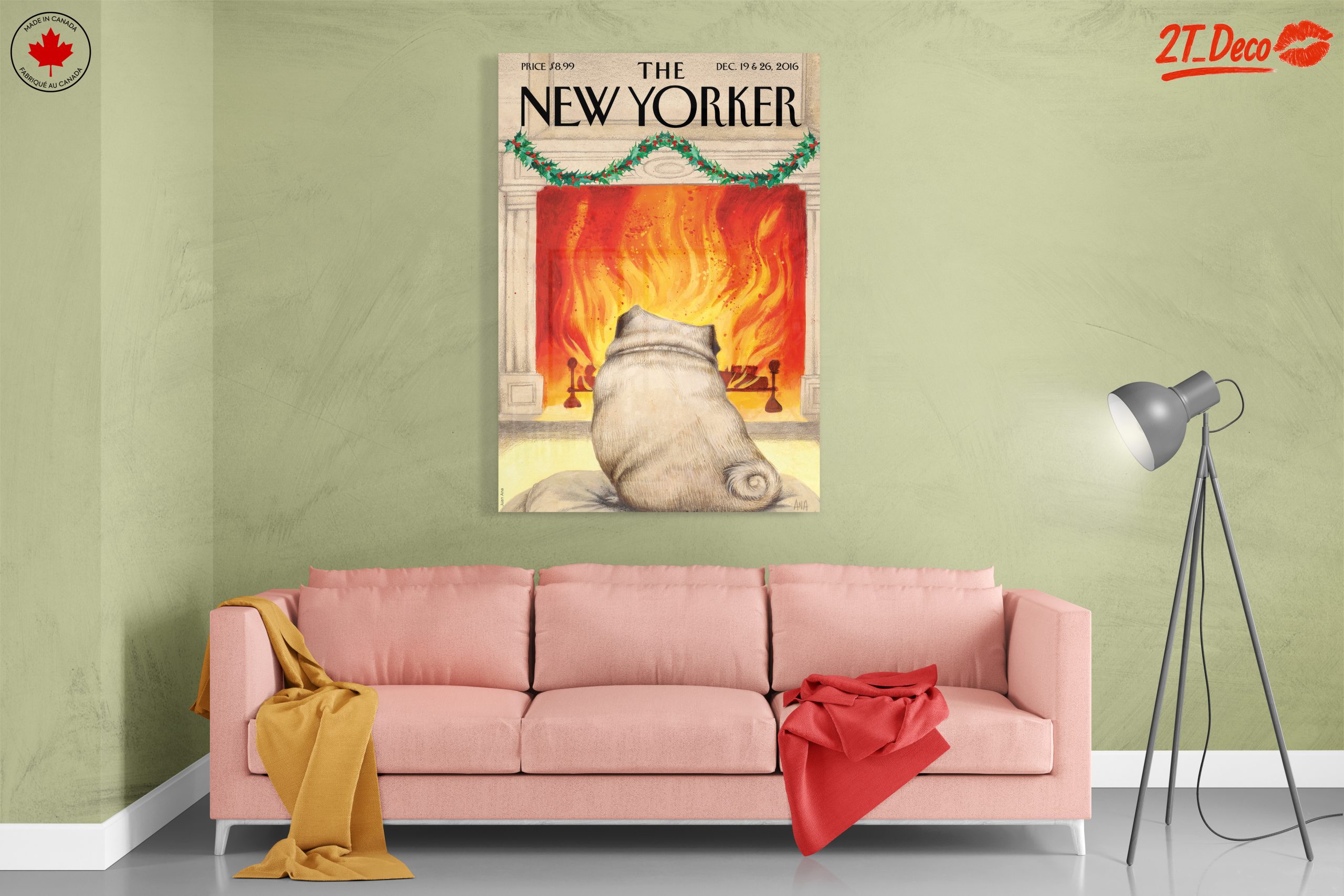 New Yorker Dog by the Fireplace Art - Image 7