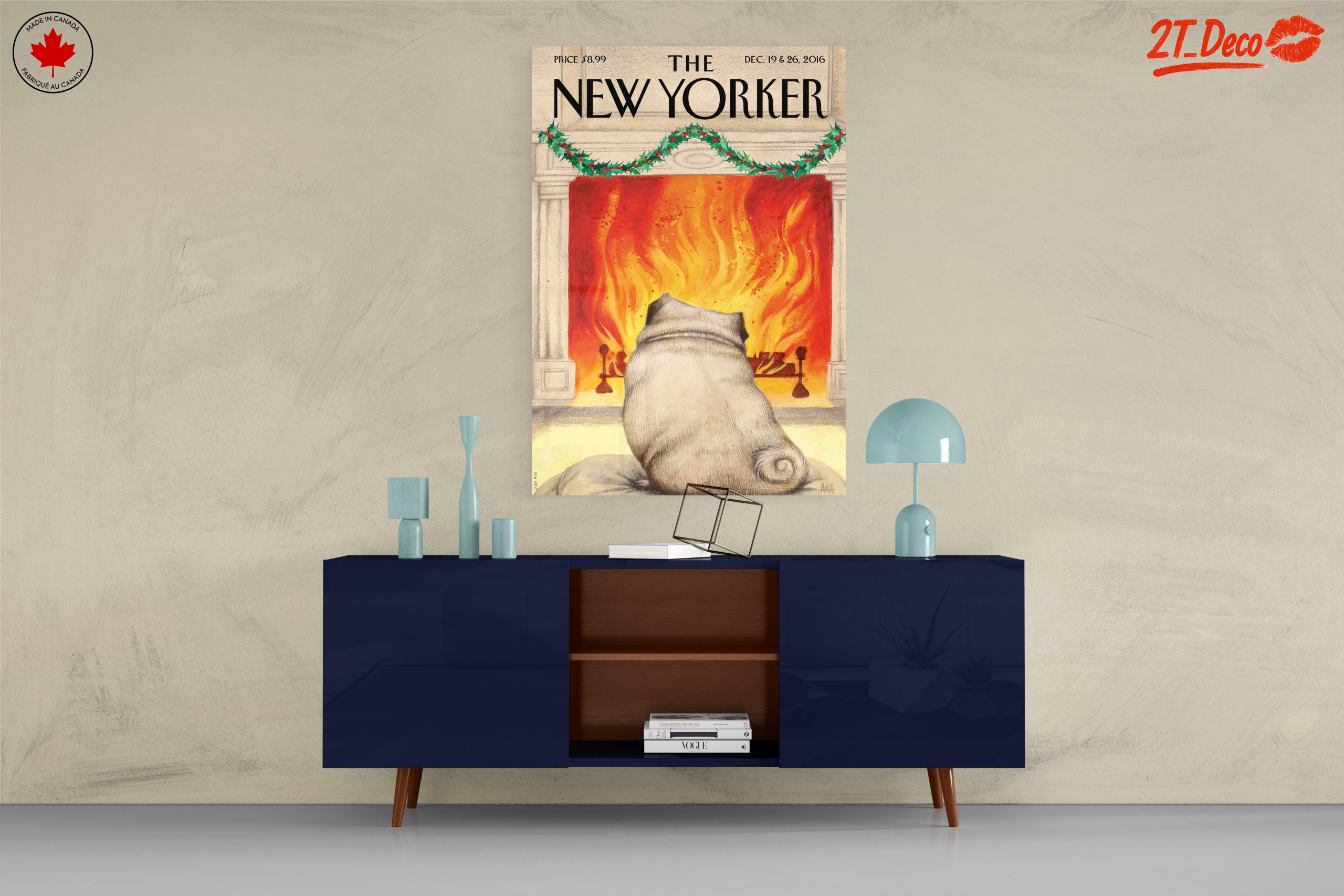 New Yorker Dog by the Fireplace Art - Image 8