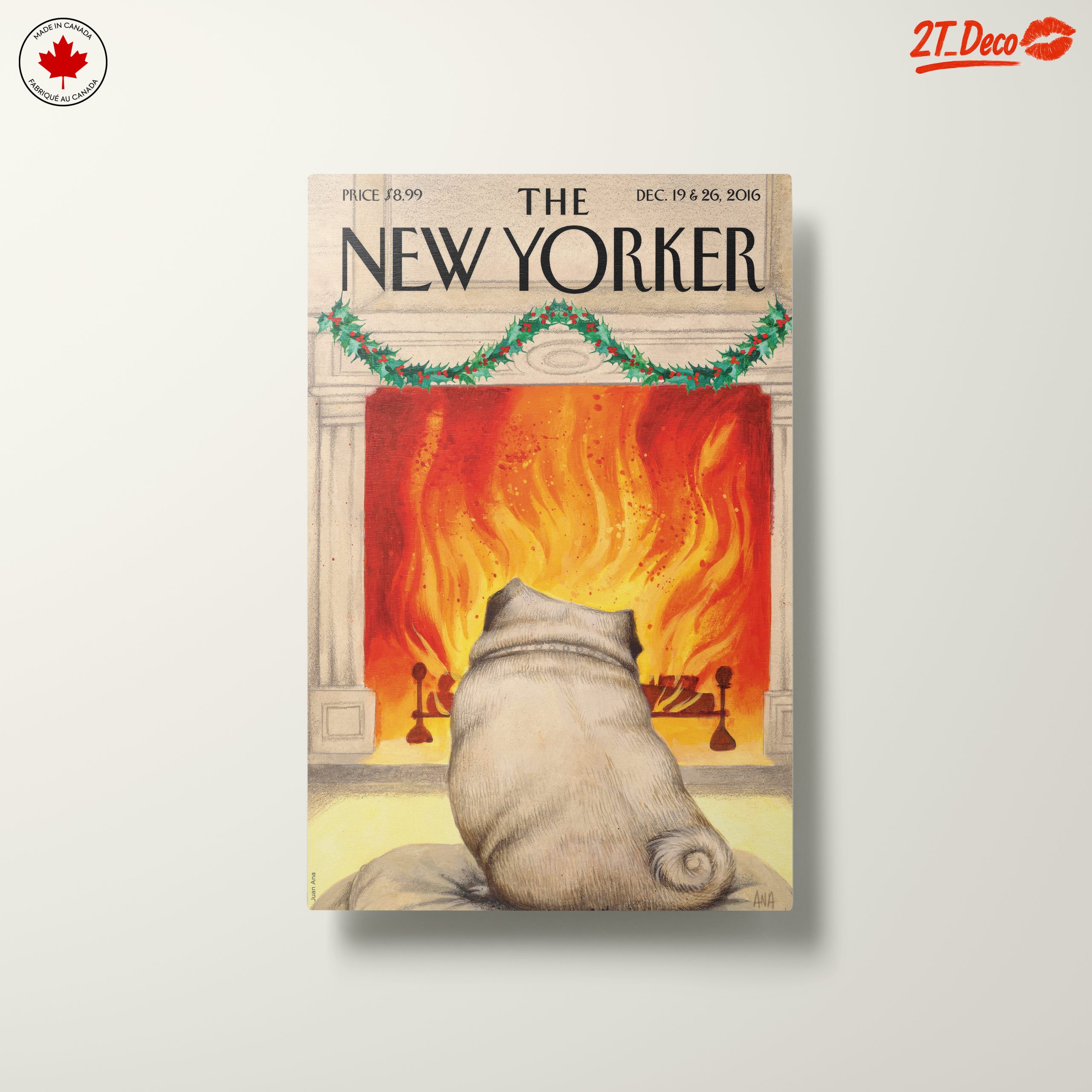 New Yorker Dog by the Fireplace Art - Image 10