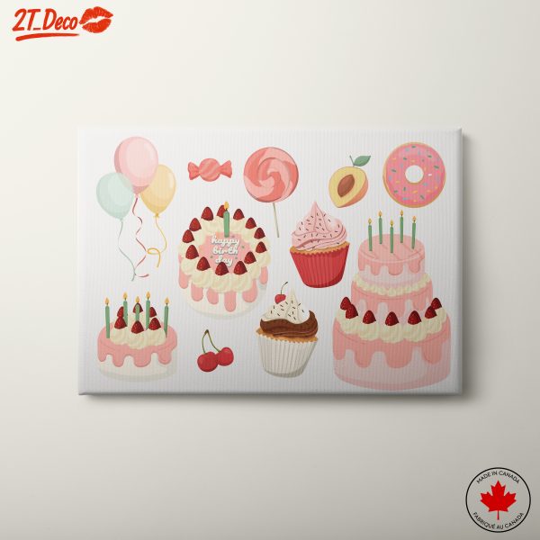 Playful Dessert Artwork Featuring Cakes and Sweets