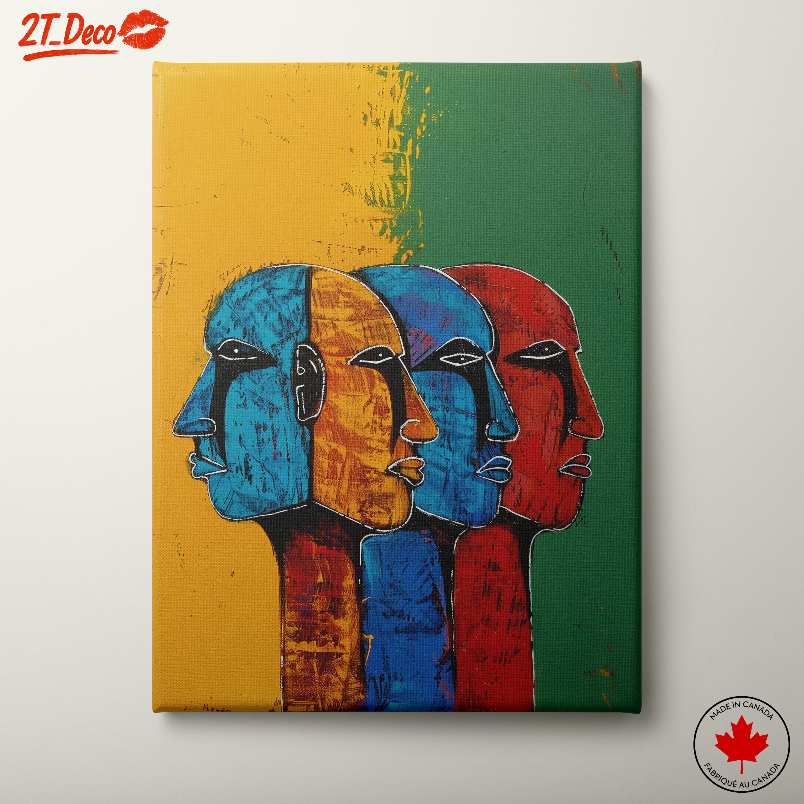 Vibrant Afro Art Faces in Bold Colors