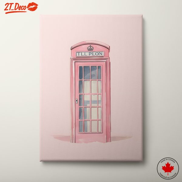 Whimsical Pink Telephone Booth Art
