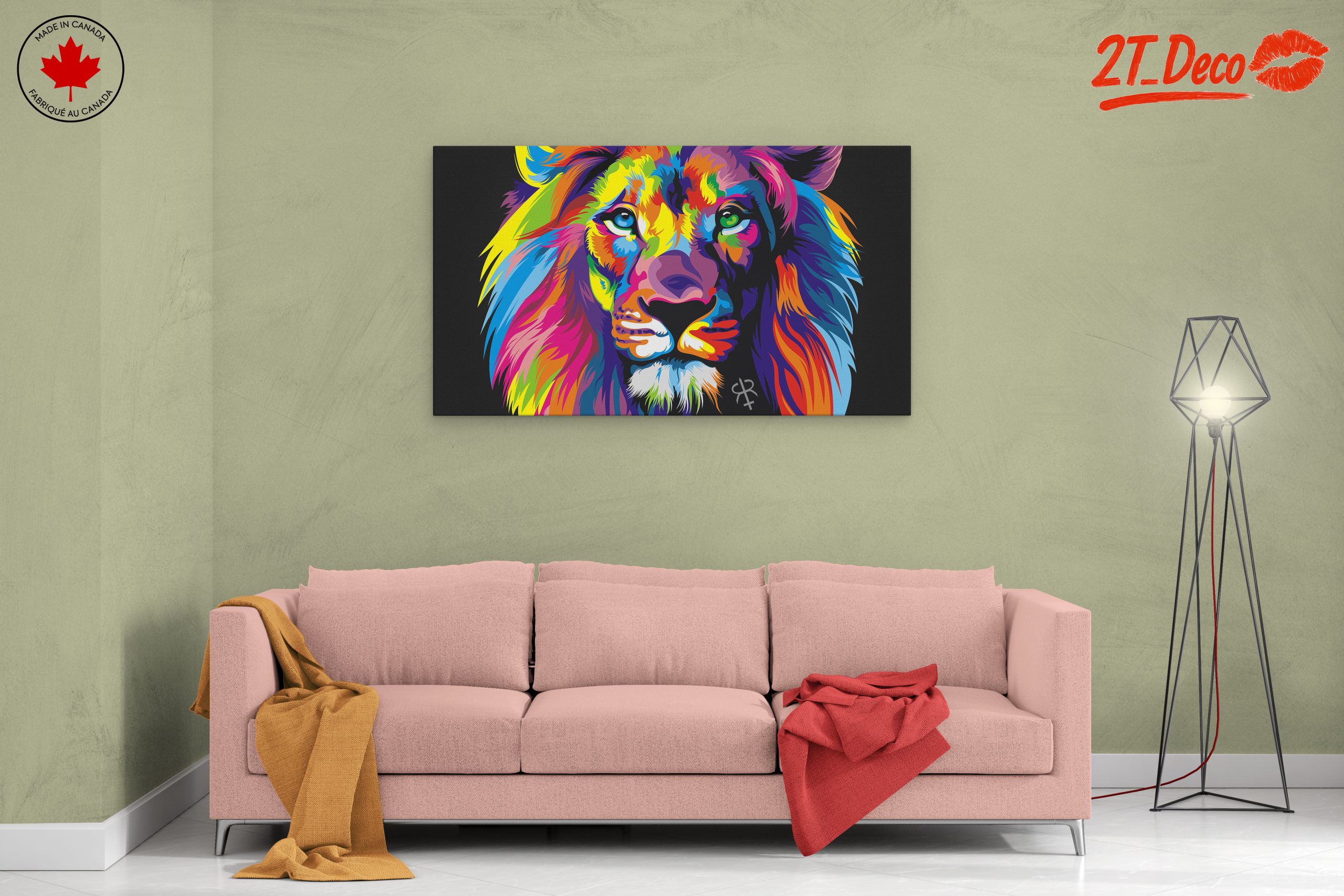 Vibrant Colorful Lion Art - Image 2