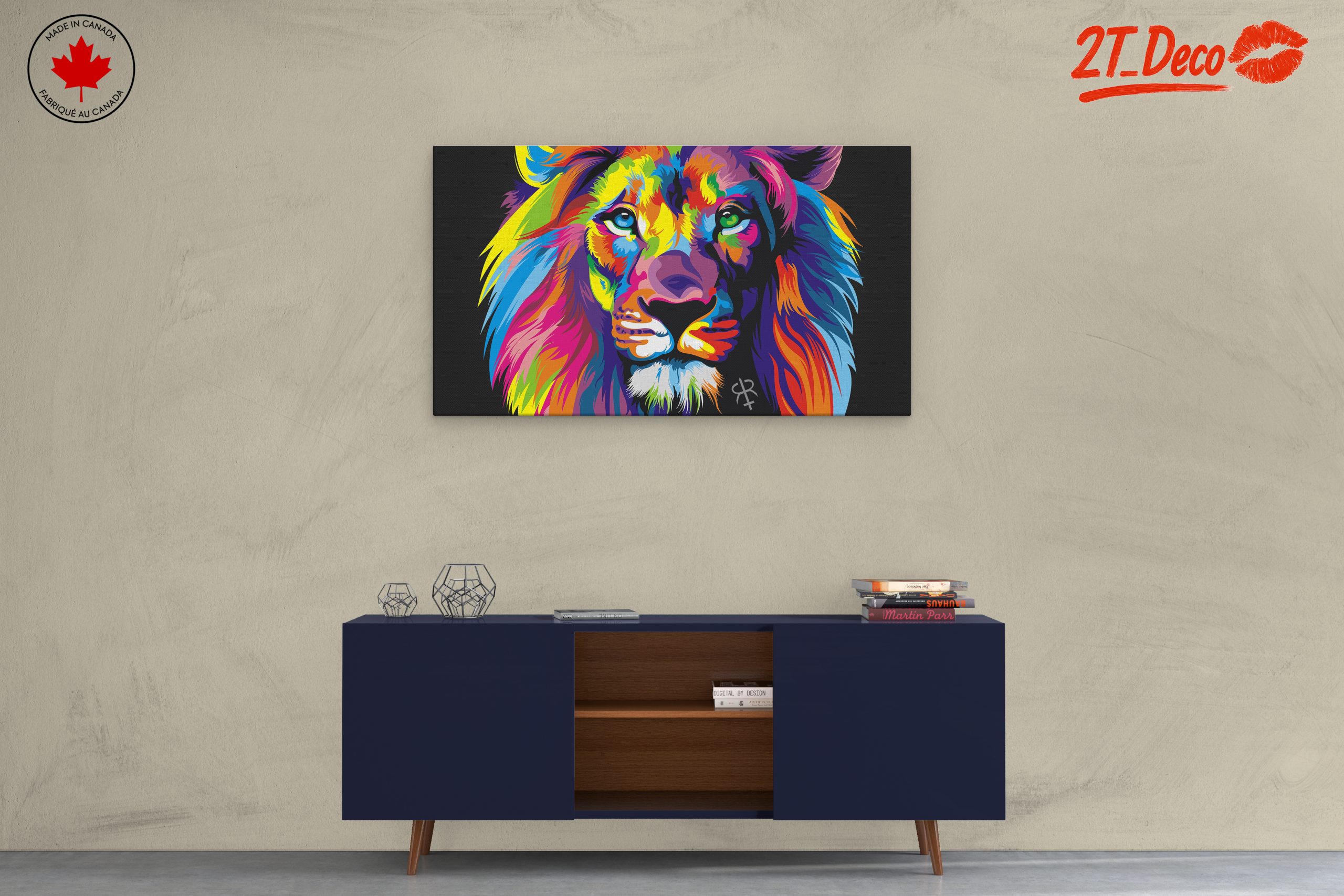 Vibrant Colorful Lion Art - Image 3