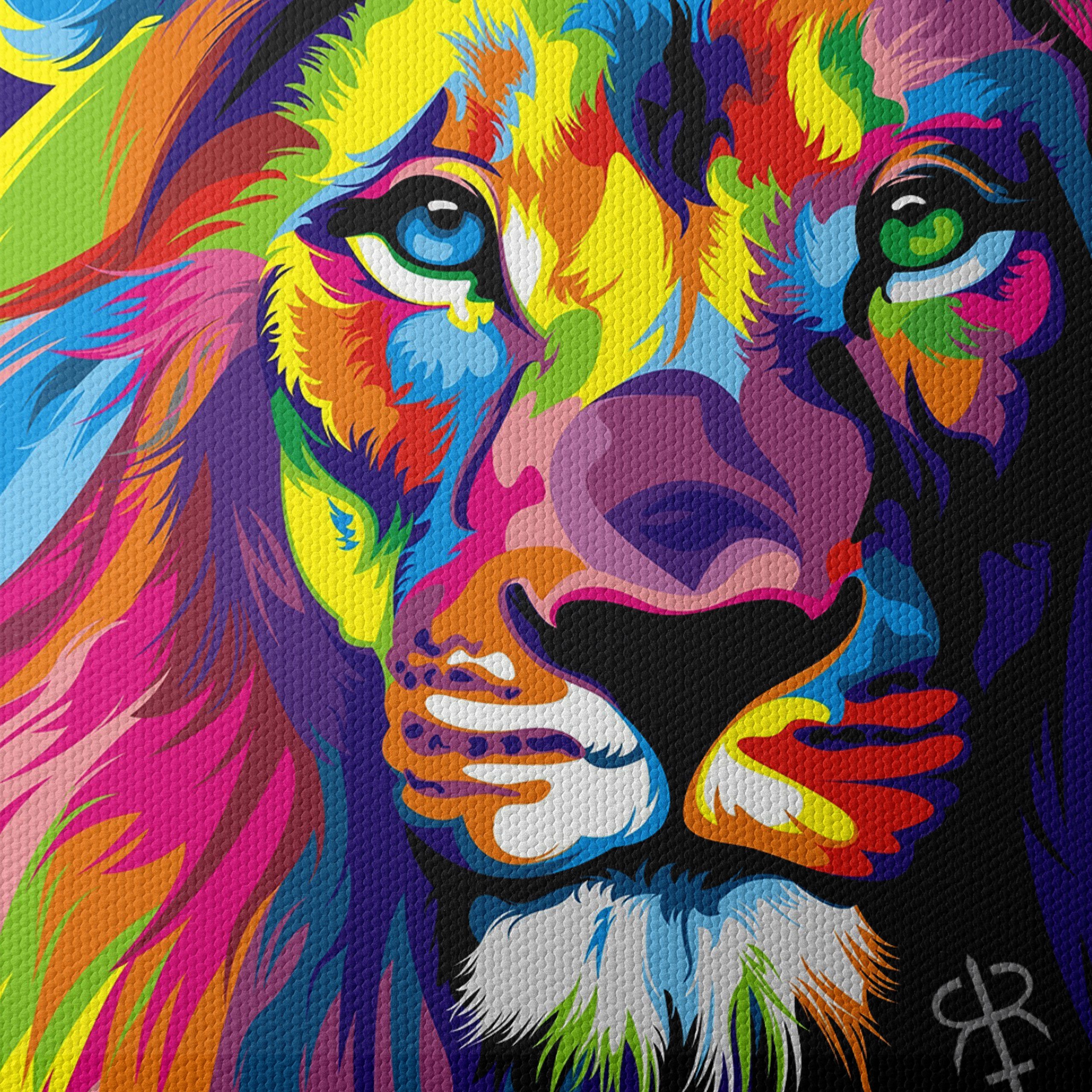 Vibrant Colorful Lion Art - Image 4