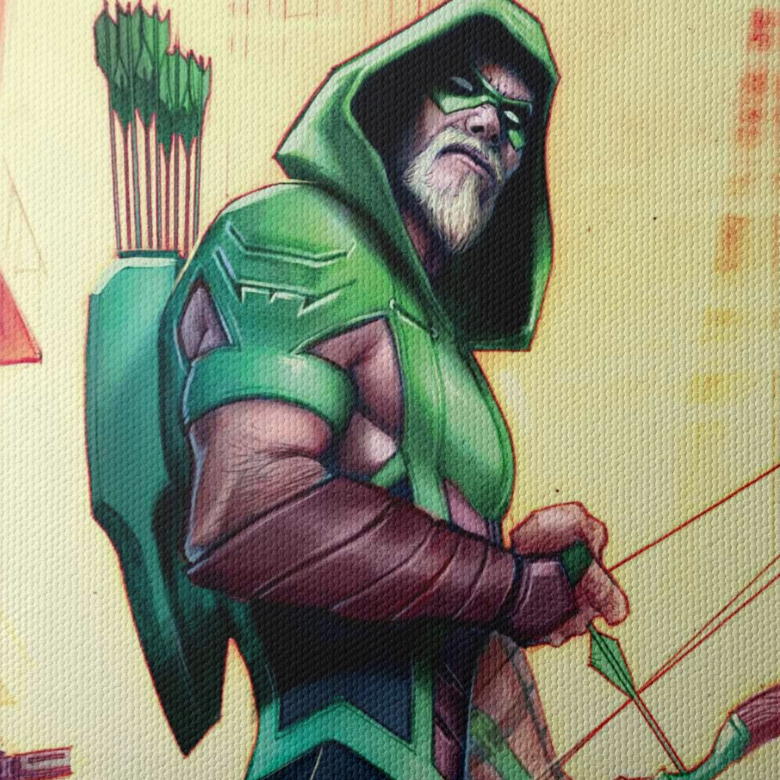 Green Arrow Artwork with Dynamic Urban Background - Image 4