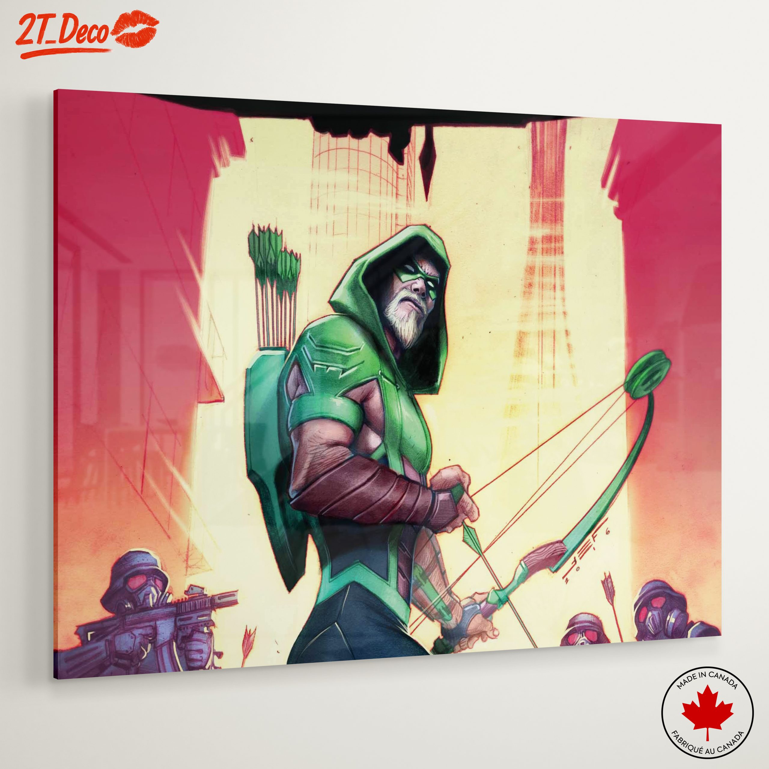 Green Arrow Artwork with Dynamic Urban Background - Image 6