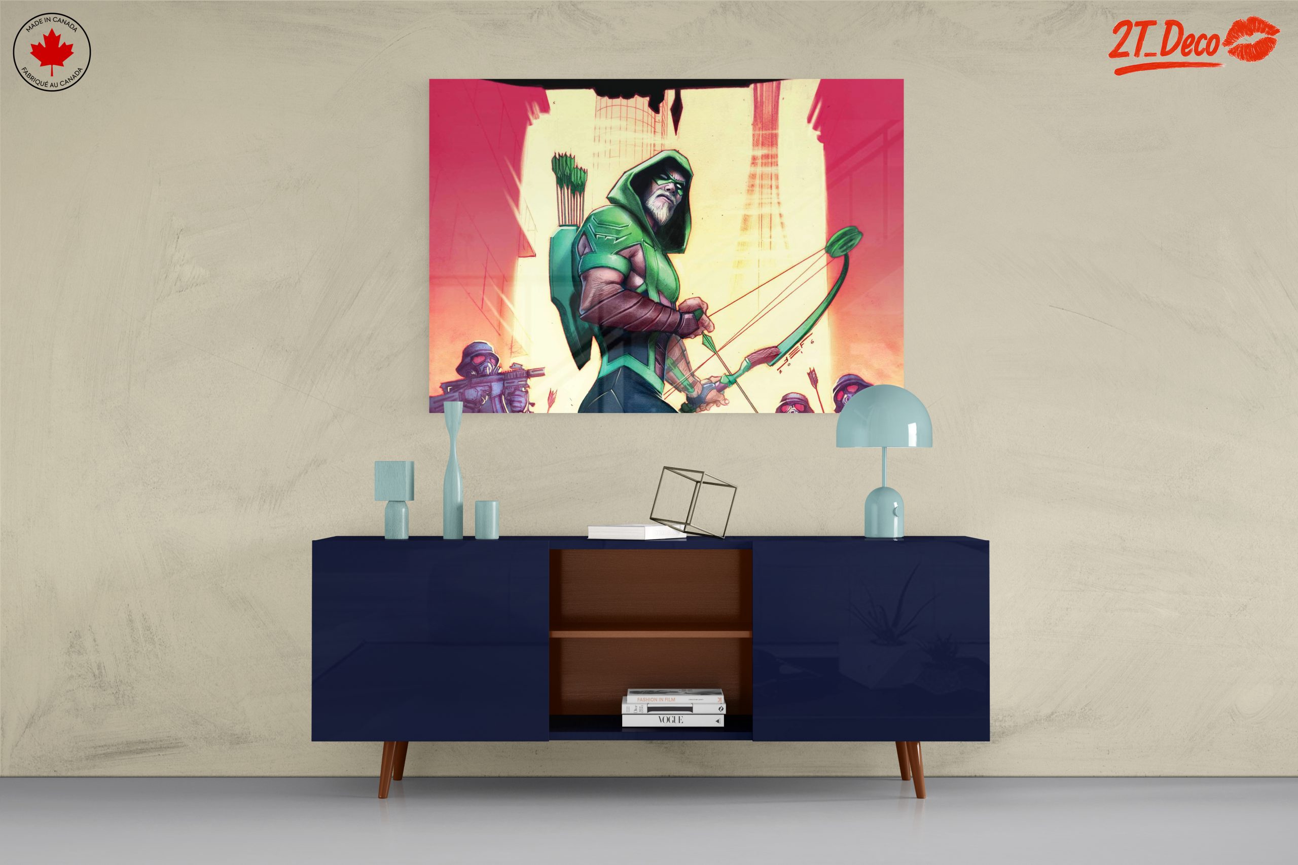 Green Arrow Artwork with Dynamic Urban Background - Image 8