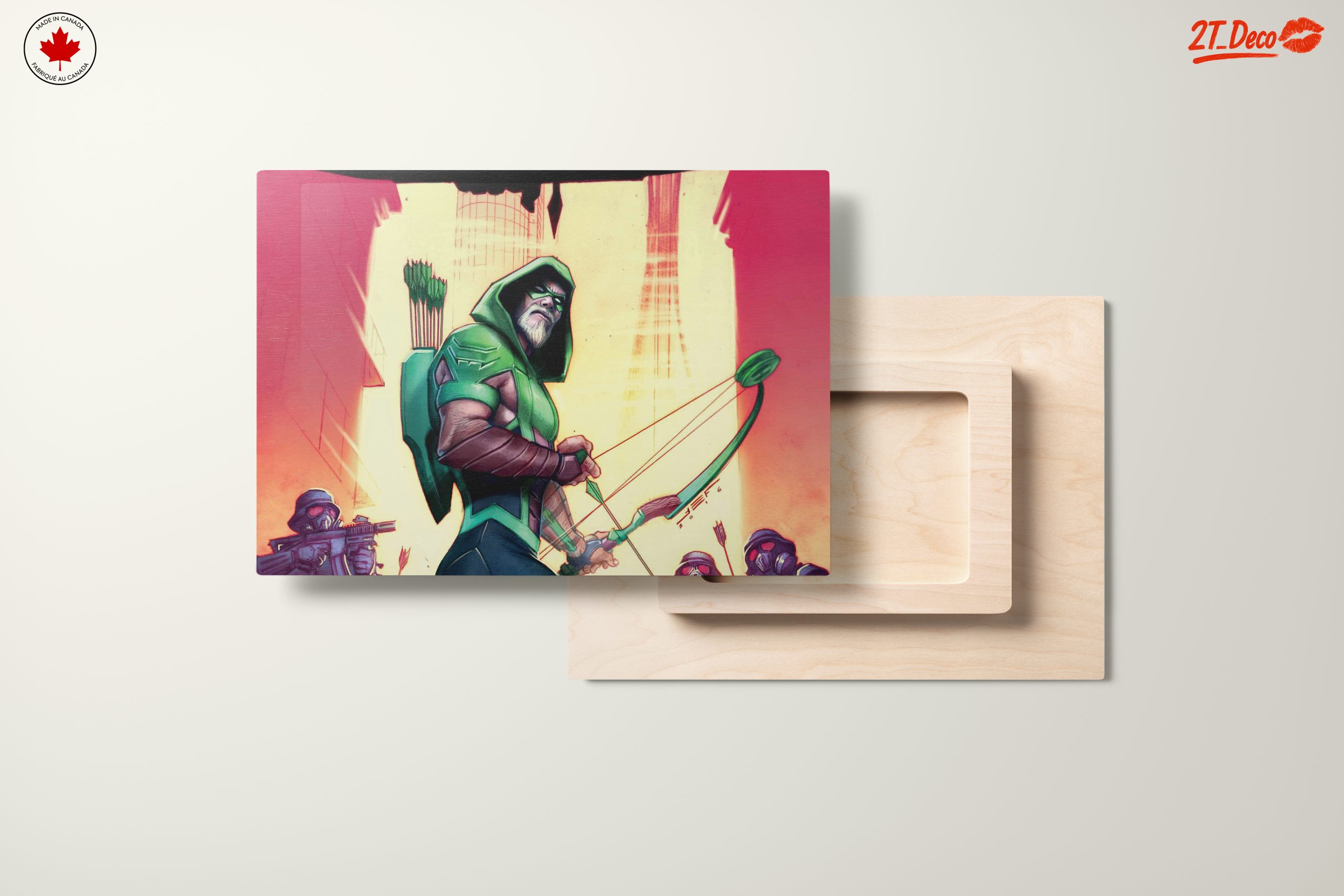 Green Arrow Artwork with Dynamic Urban Background - Image 11