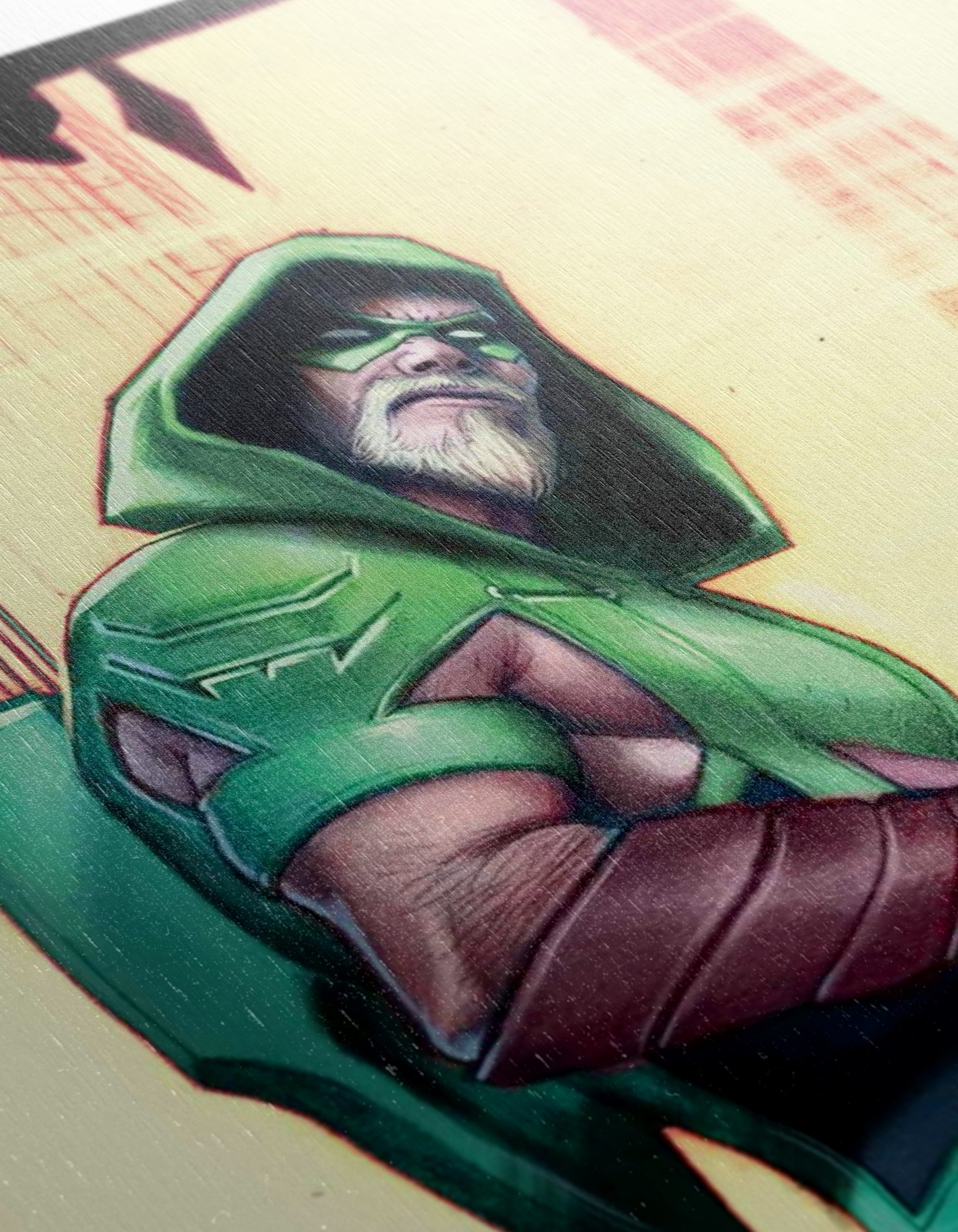 Green Arrow Artwork with Dynamic Urban Background - Image 12