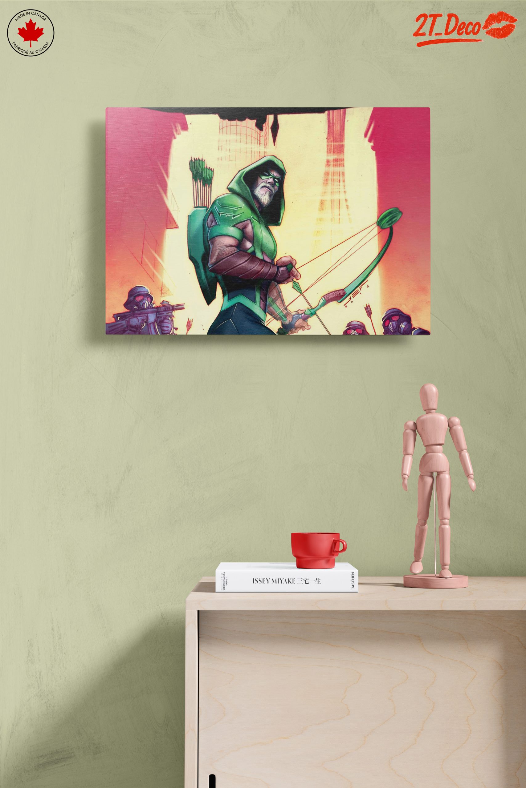 Green Arrow Artwork with Dynamic Urban Background - Image 14