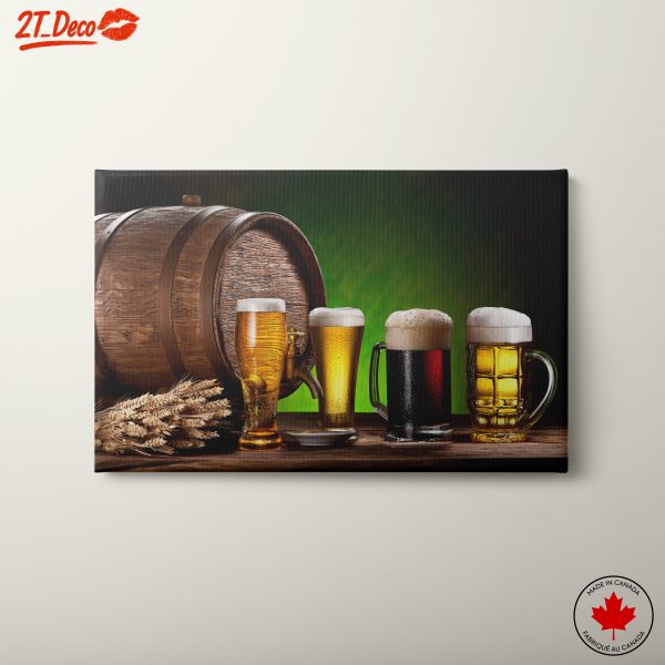 Variety of Beer Glasses with Barrel