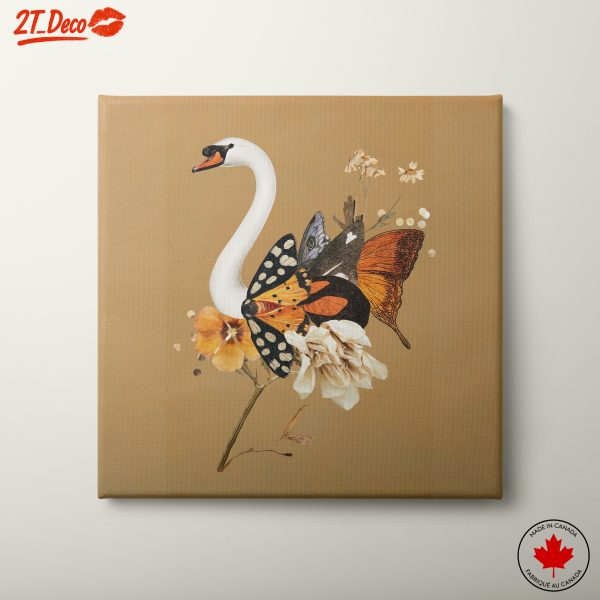Swan and Butterflies Botanical Illustration