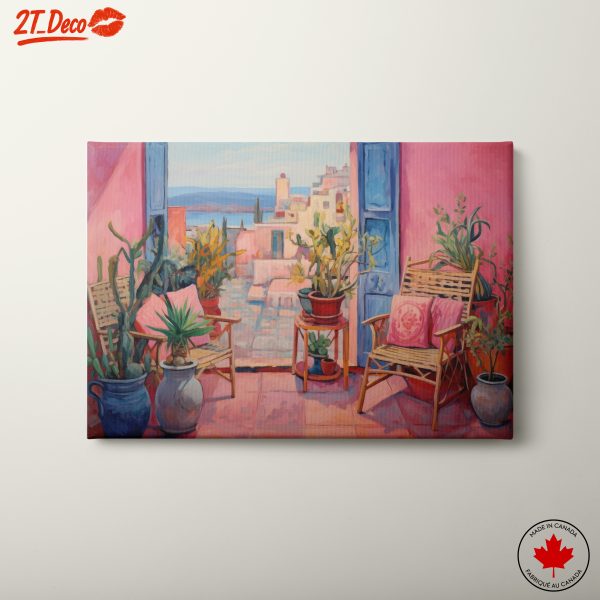 Vibrant Botanical Abstract Artwork of a Serene Patio