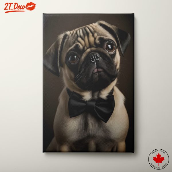 Elegant Pug with Bow Tie Wall Art