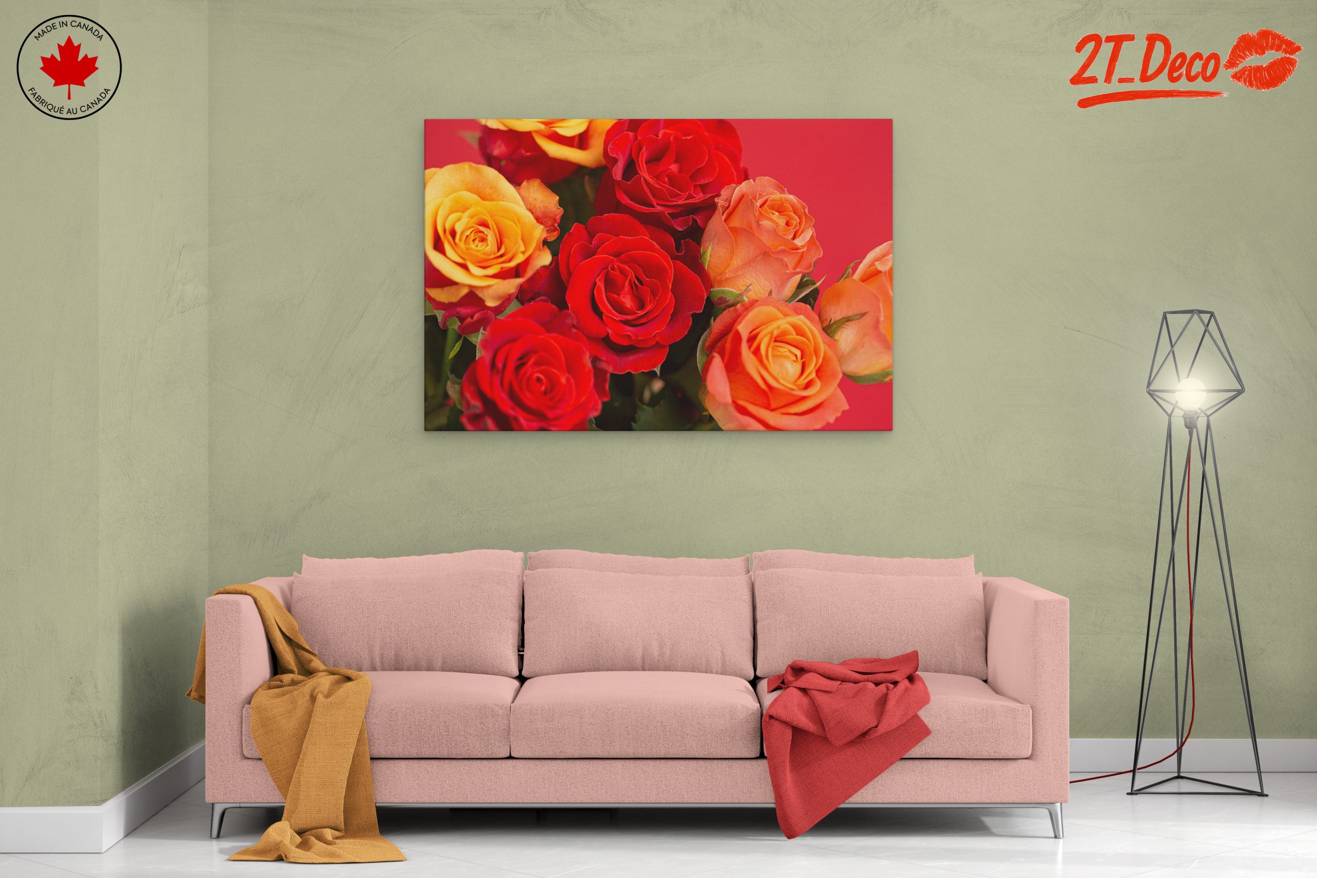 Vibrant Roses on a Red Background - Image 2