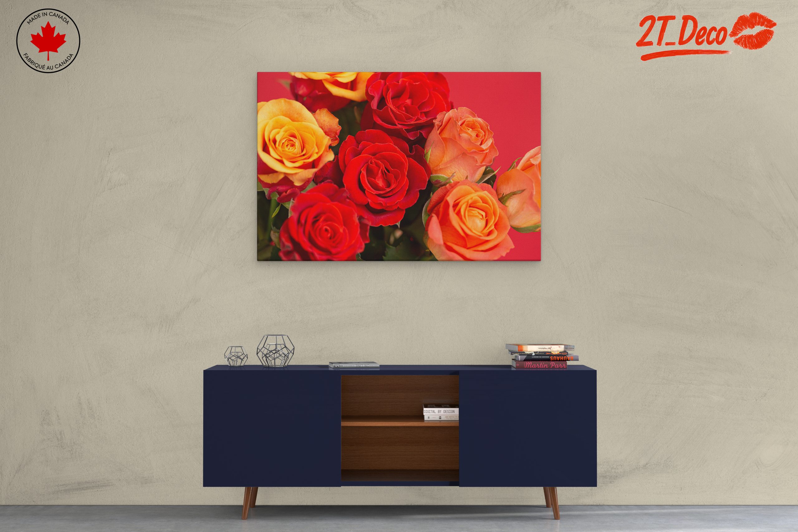 Vibrant Roses on a Red Background - Image 3