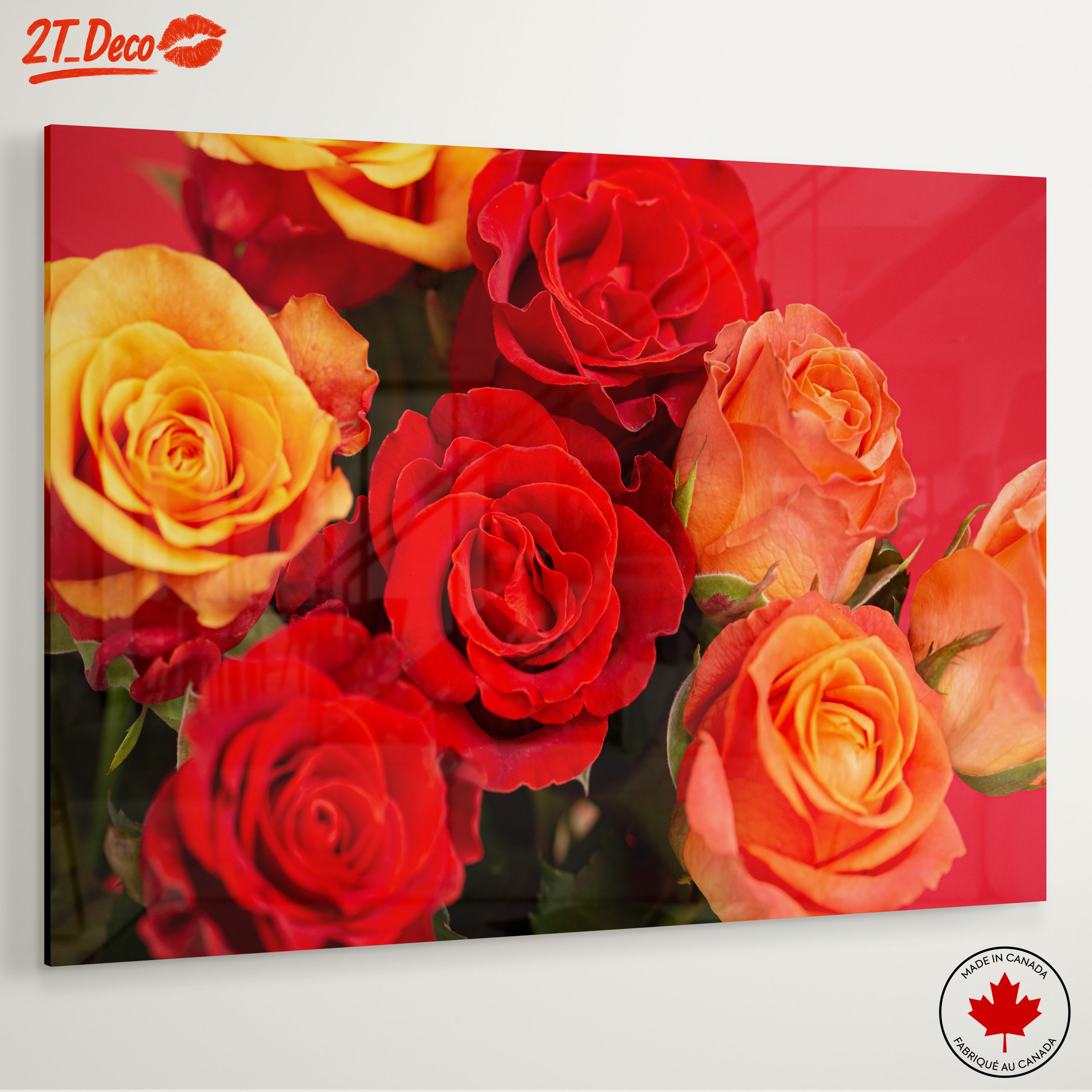Vibrant Roses on a Red Background - Image 6