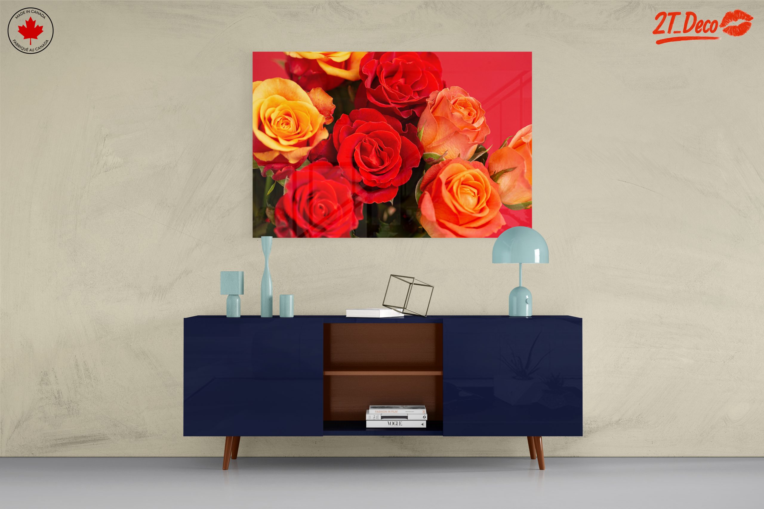 Vibrant Roses on a Red Background - Image 8