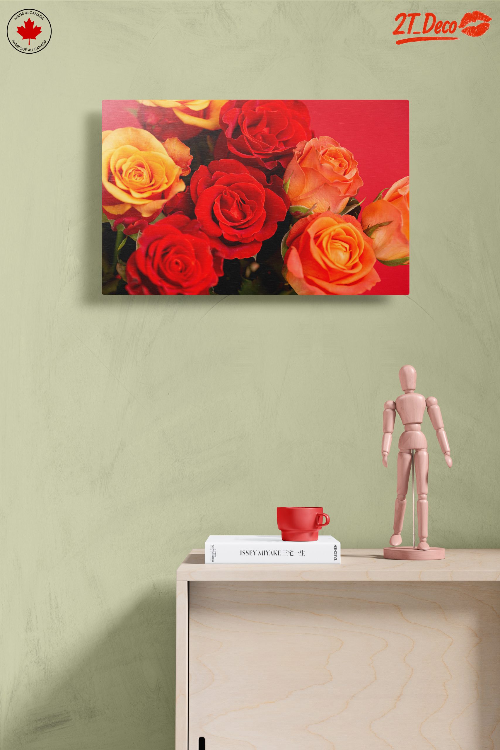 Vibrant Roses on a Red Background - Image 14