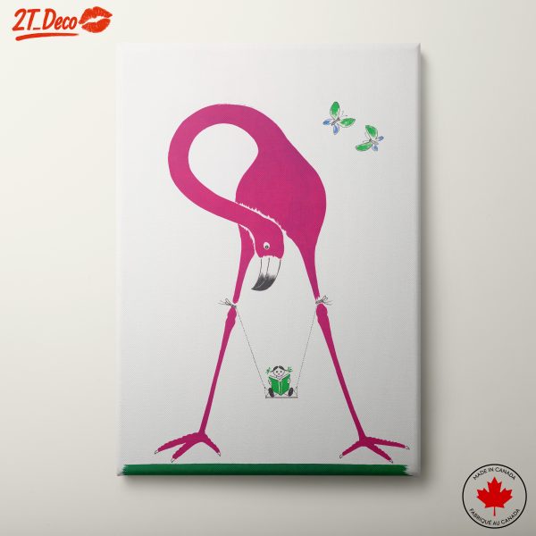 Playful Flamingo with Panda Swinging