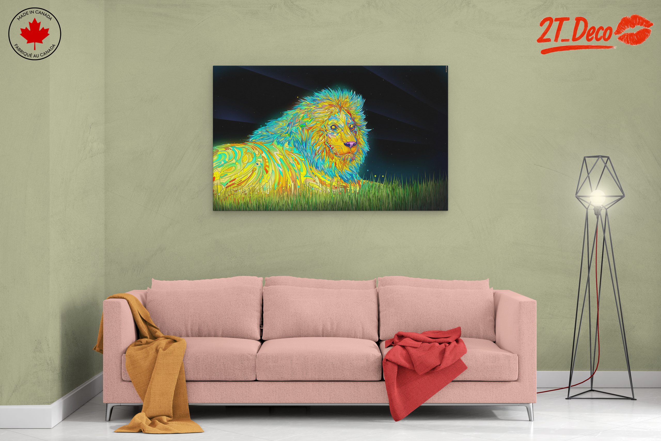 Vibrant Artistic Lion Wall Art - Image 2
