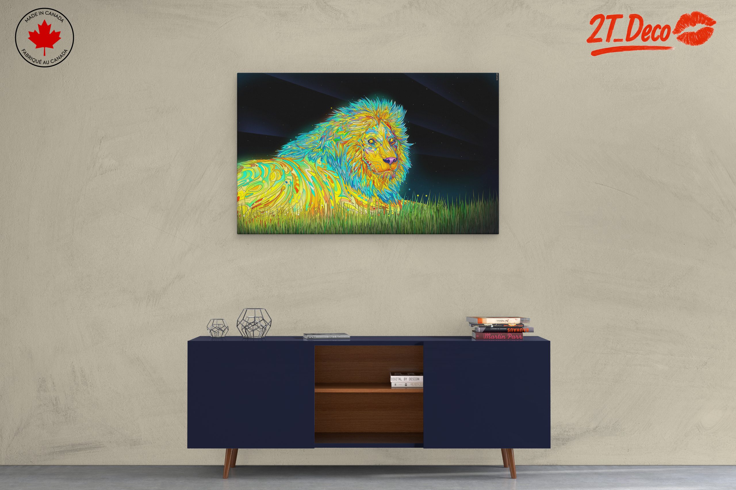 Vibrant Artistic Lion Wall Art - Image 3