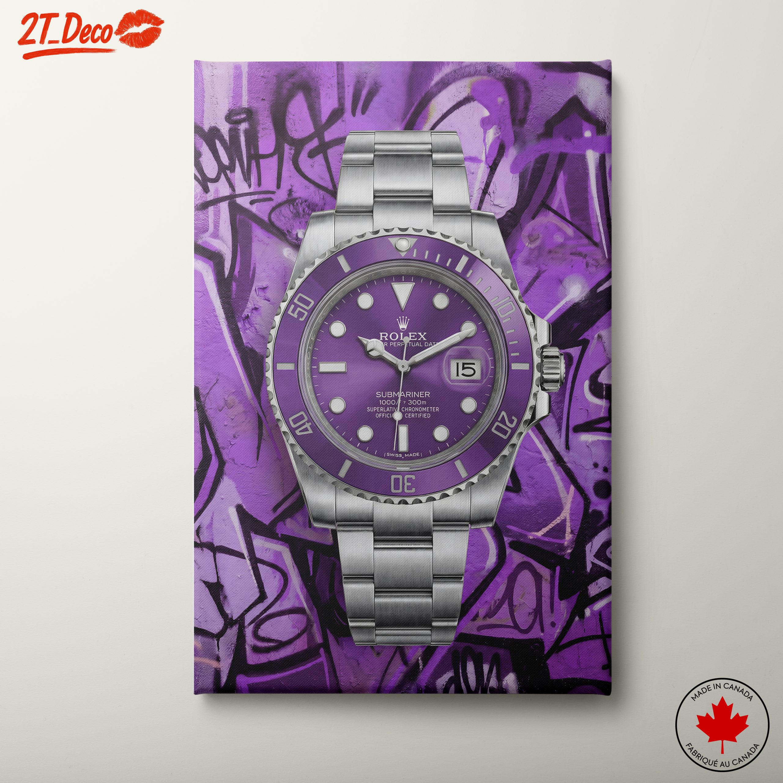 Purple Rolex Submariner Against Graffiti Background