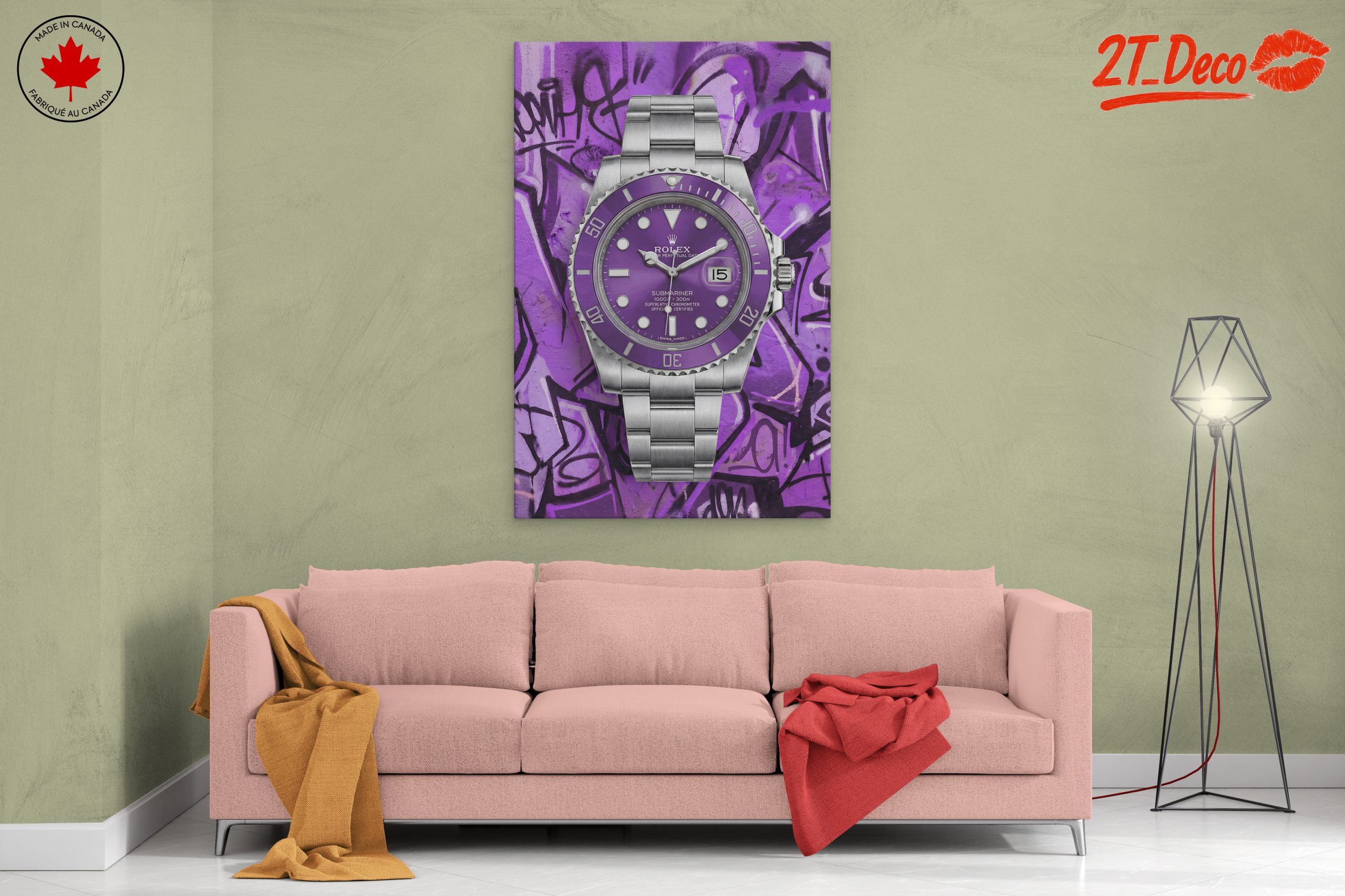 Purple Rolex Submariner Against Graffiti Background - Image 2