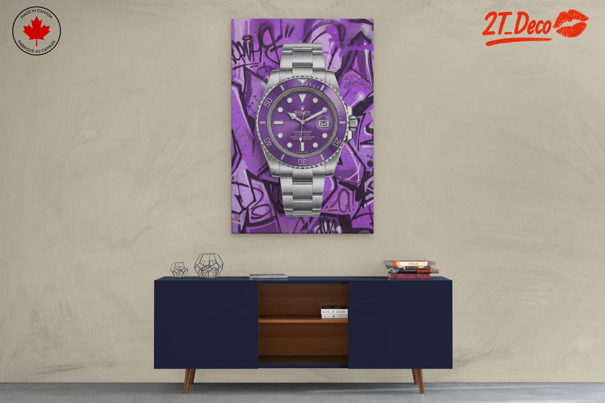 Purple Rolex Submariner Against Graffiti Background - Image 3