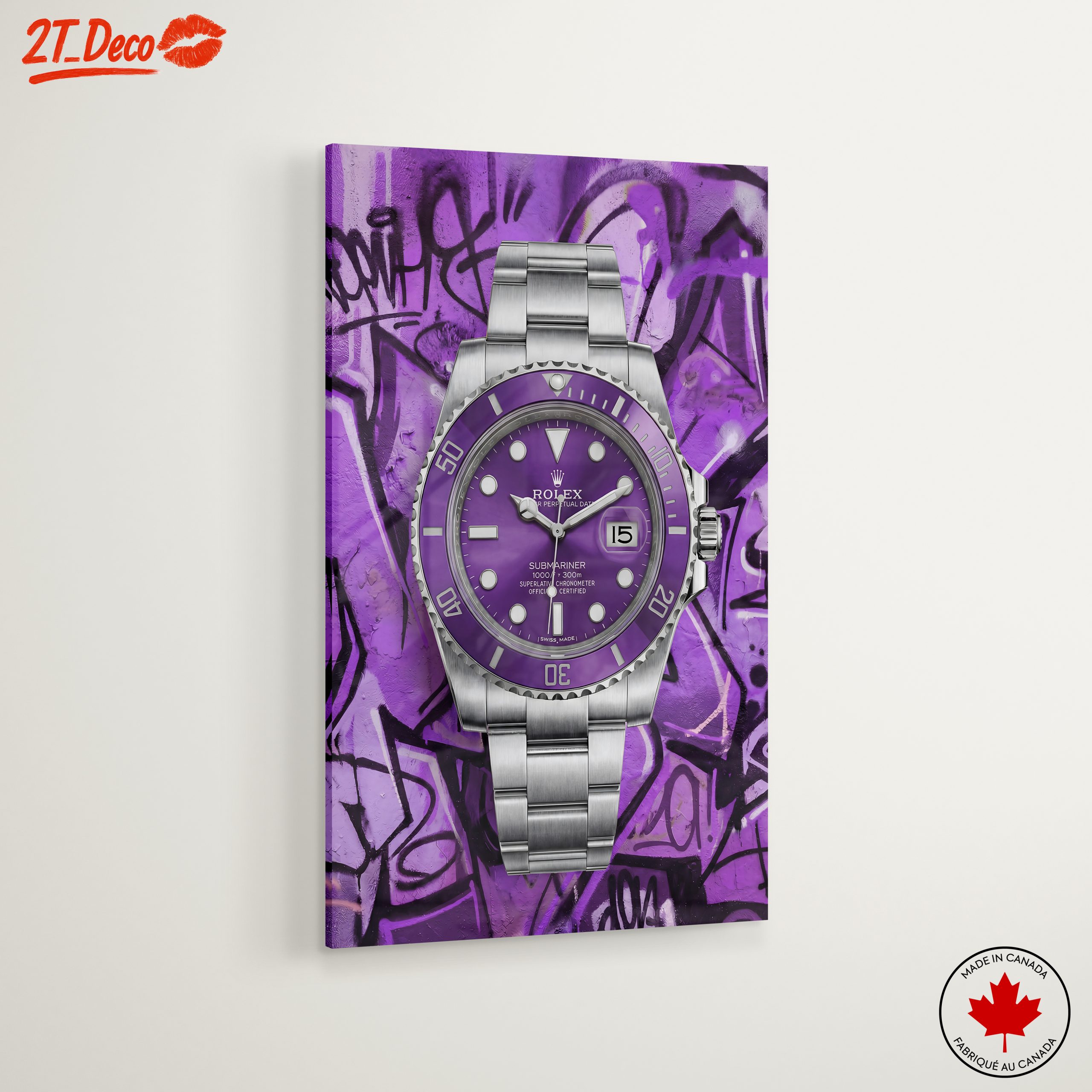 Purple Rolex Submariner Against Graffiti Background - Image 6