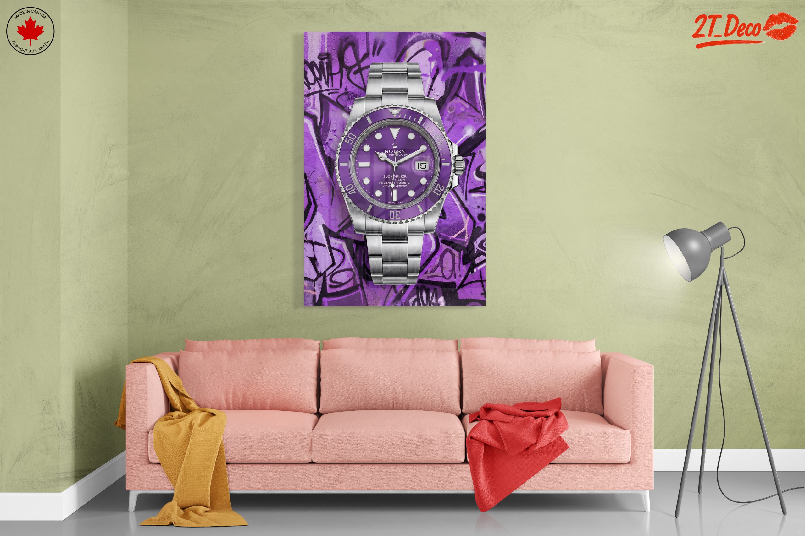 Purple Rolex Submariner Against Graffiti Background - Image 7