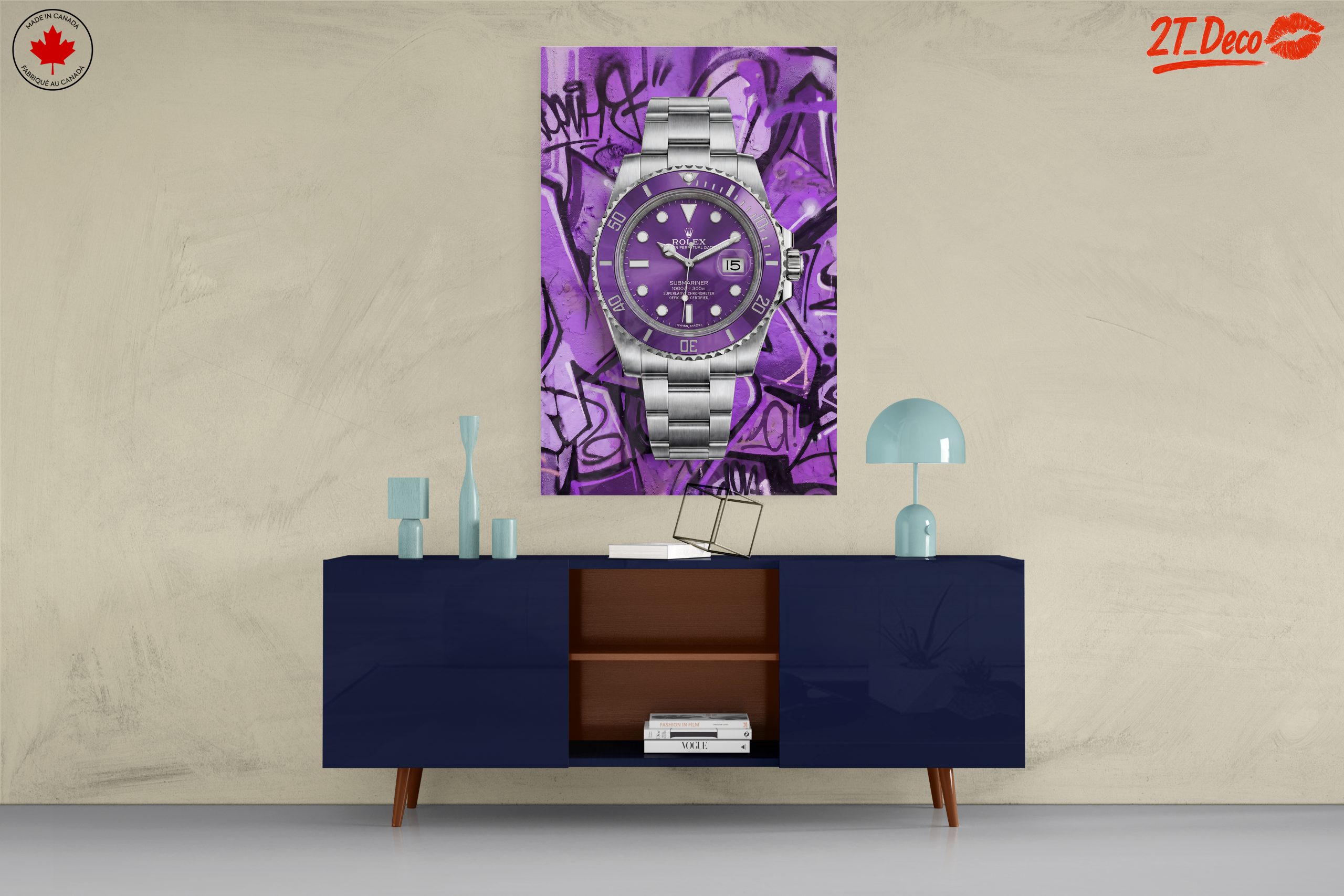 Purple Rolex Submariner Against Graffiti Background - Image 8