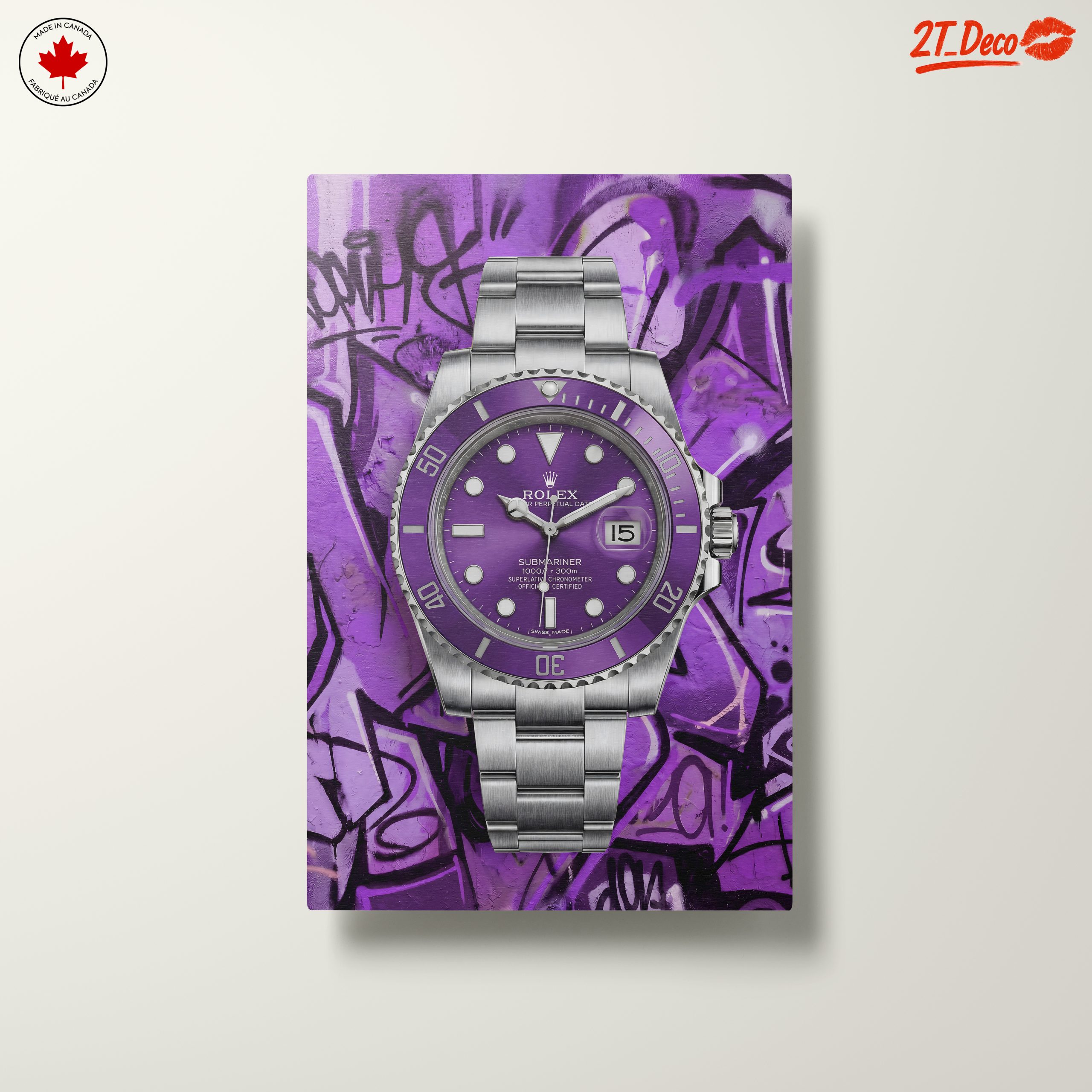 Purple Rolex Submariner Against Graffiti Background - Image 10