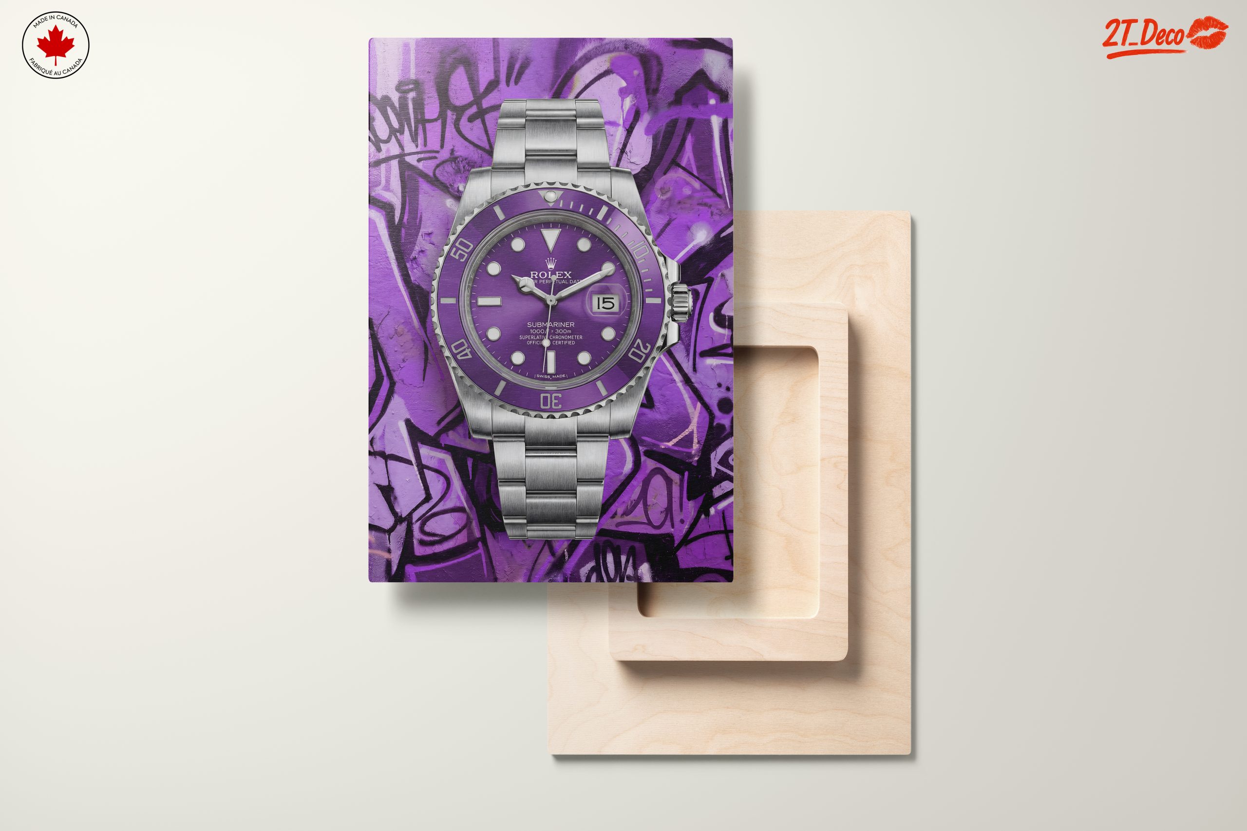 Purple Rolex Submariner Against Graffiti Background - Image 11