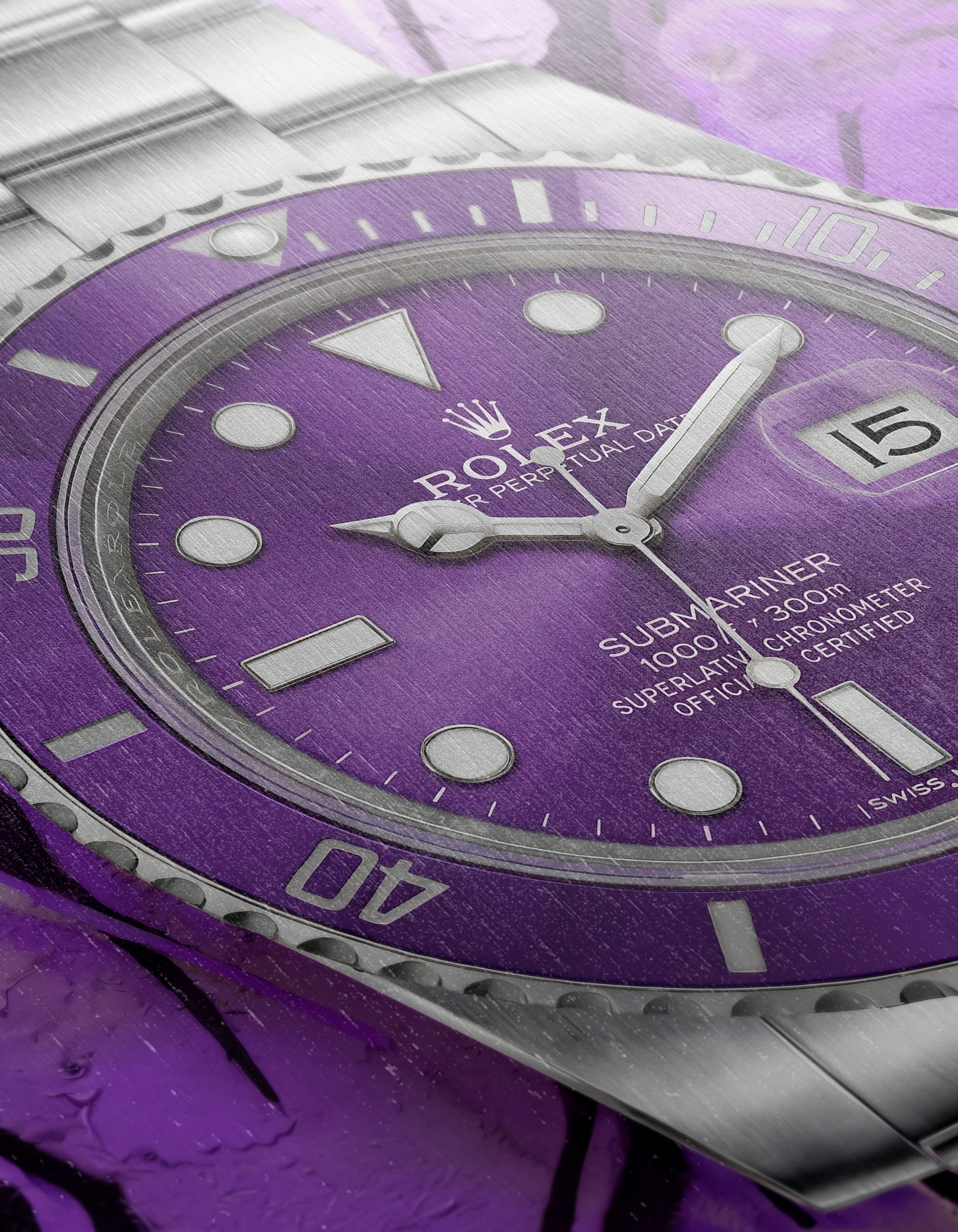 Purple Rolex Submariner Against Graffiti Background - Image 12