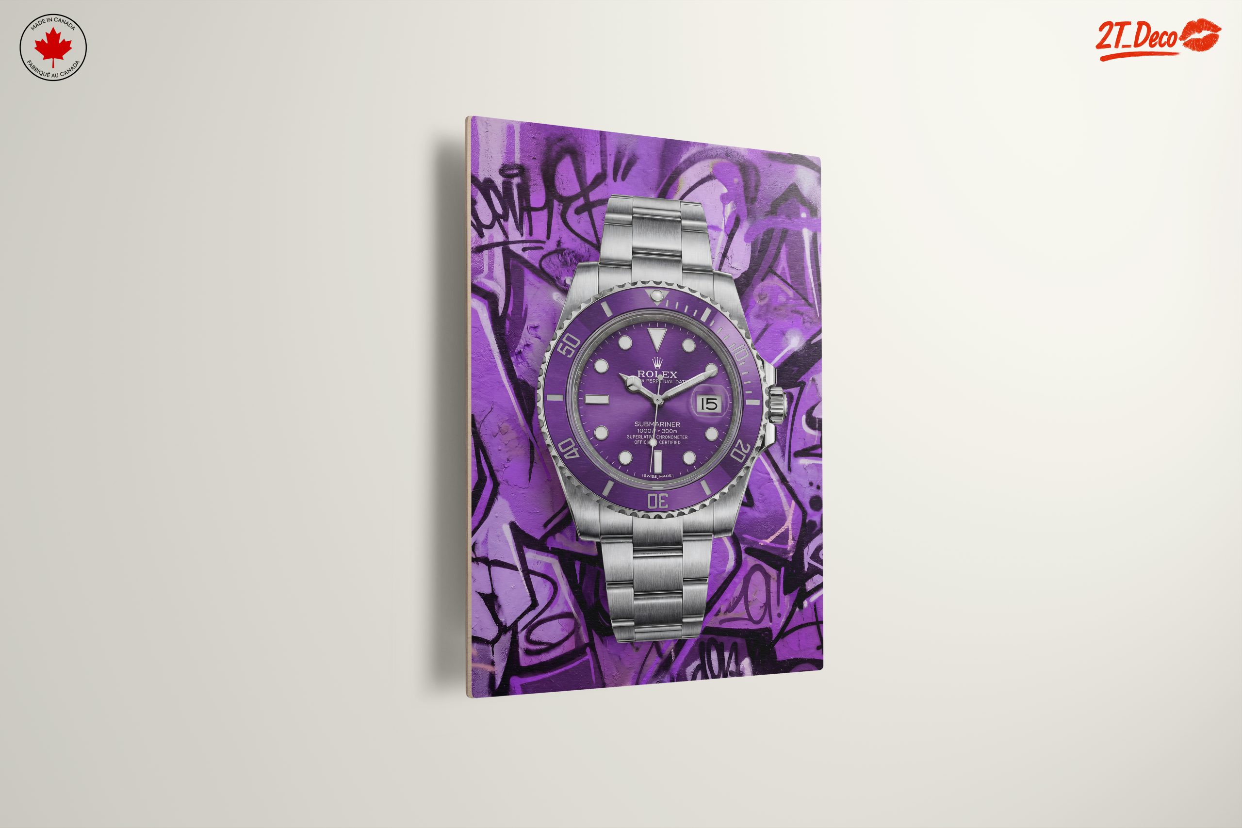 Purple Rolex Submariner Against Graffiti Background - Image 13