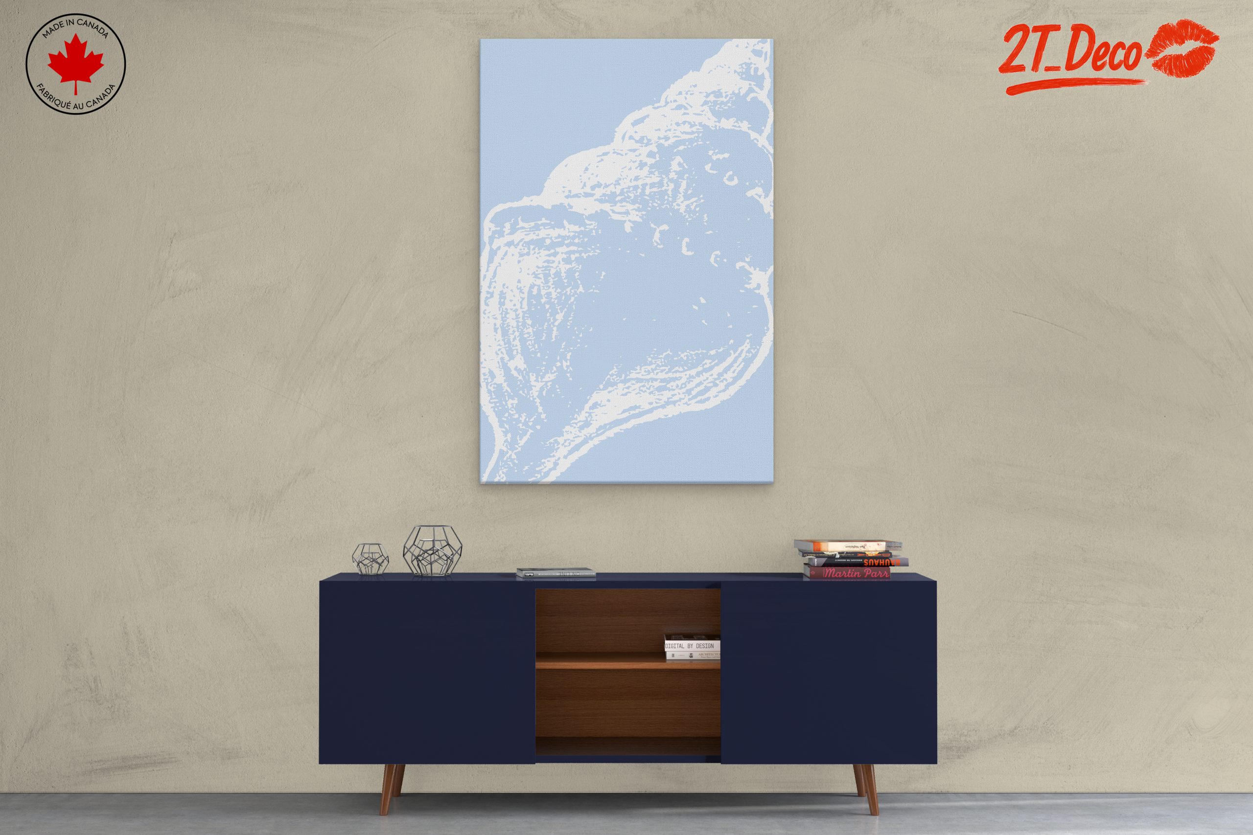 Elegant Seashell Silhouette on Soft Blue - Image 3