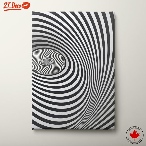 Dynamic Black and White Abstract Spiral Art