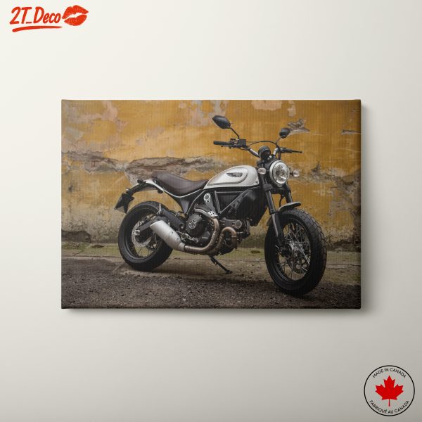 Stylish Motorcycle Against Rustic Wall Background