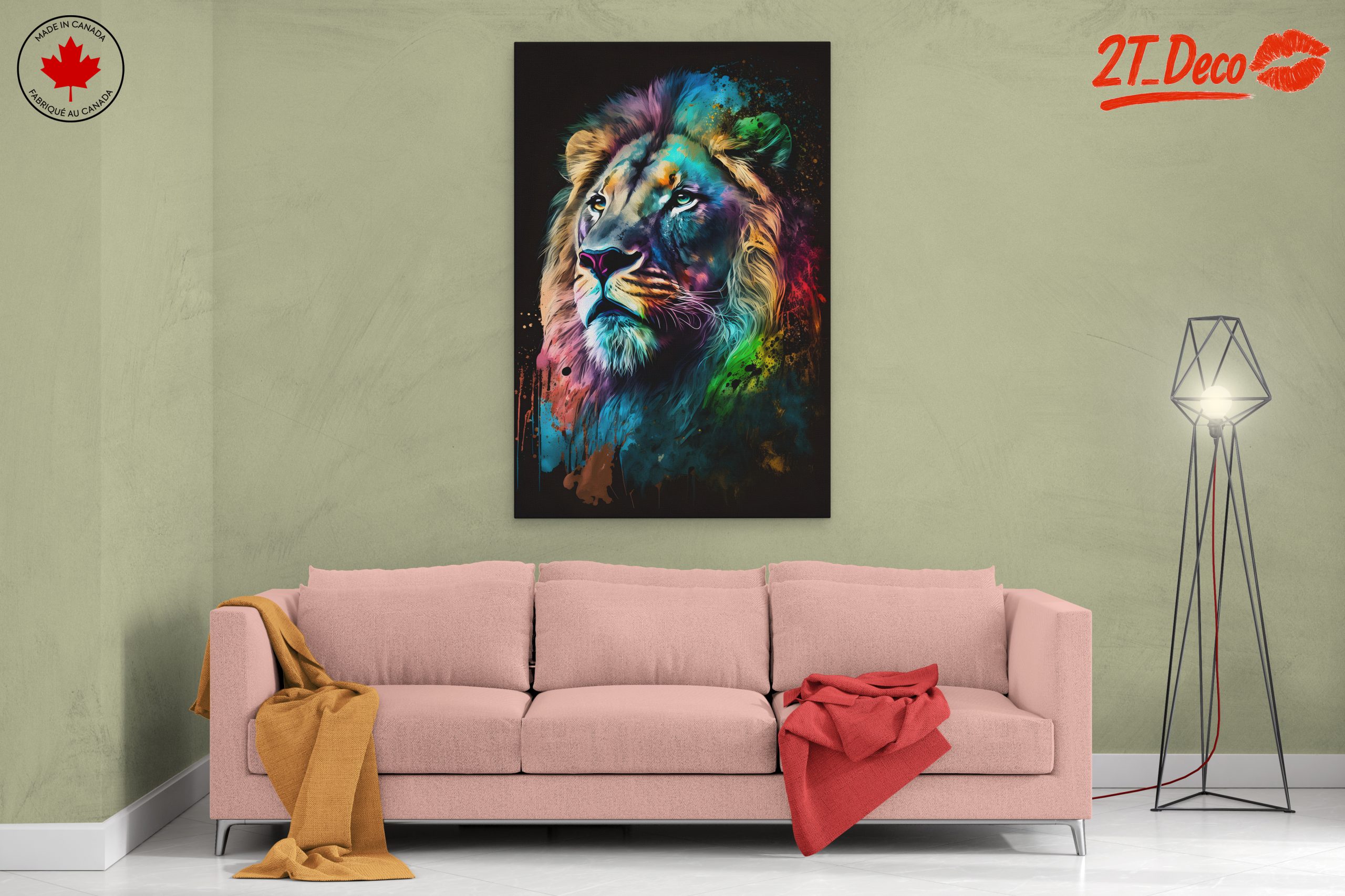 Colorful Lion Portrait Wall Art - Image 2