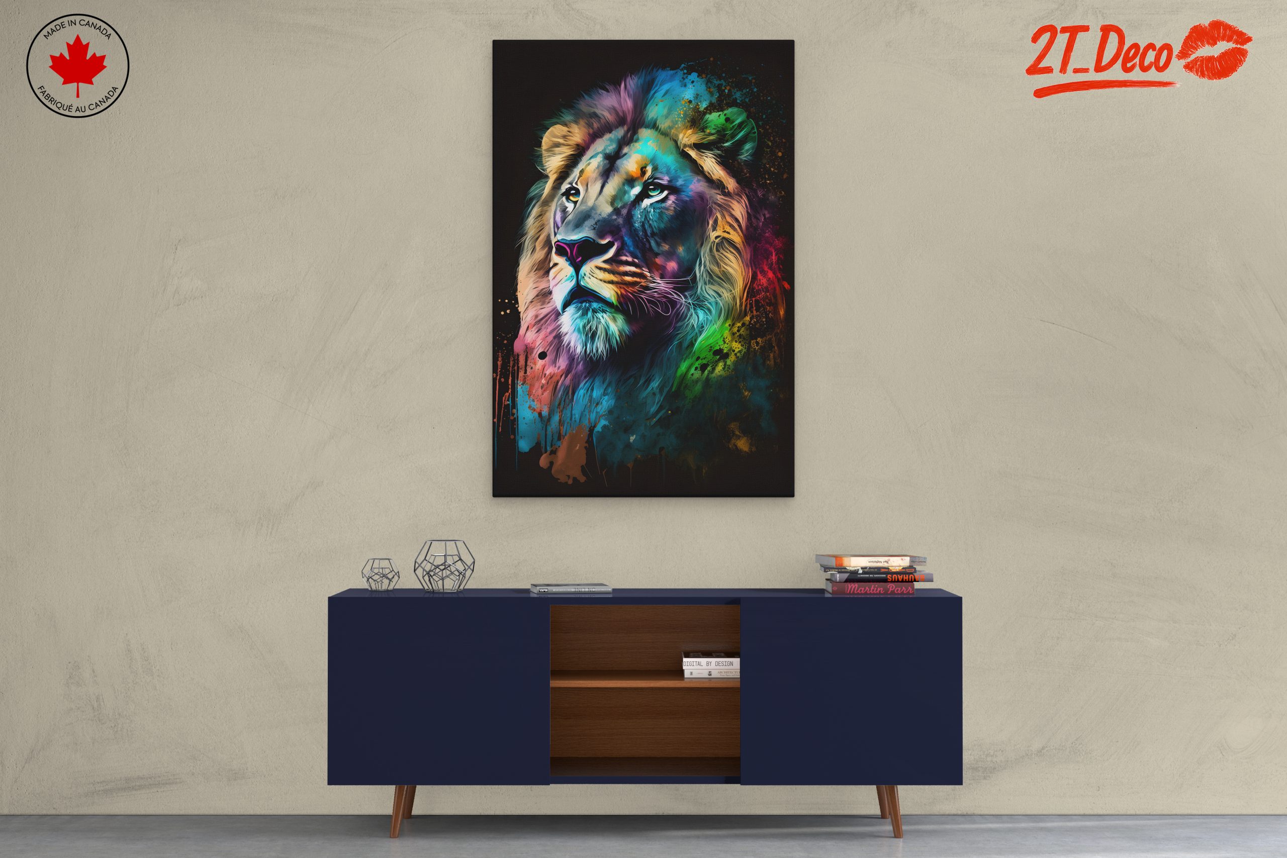 Colorful Lion Portrait Wall Art - Image 3