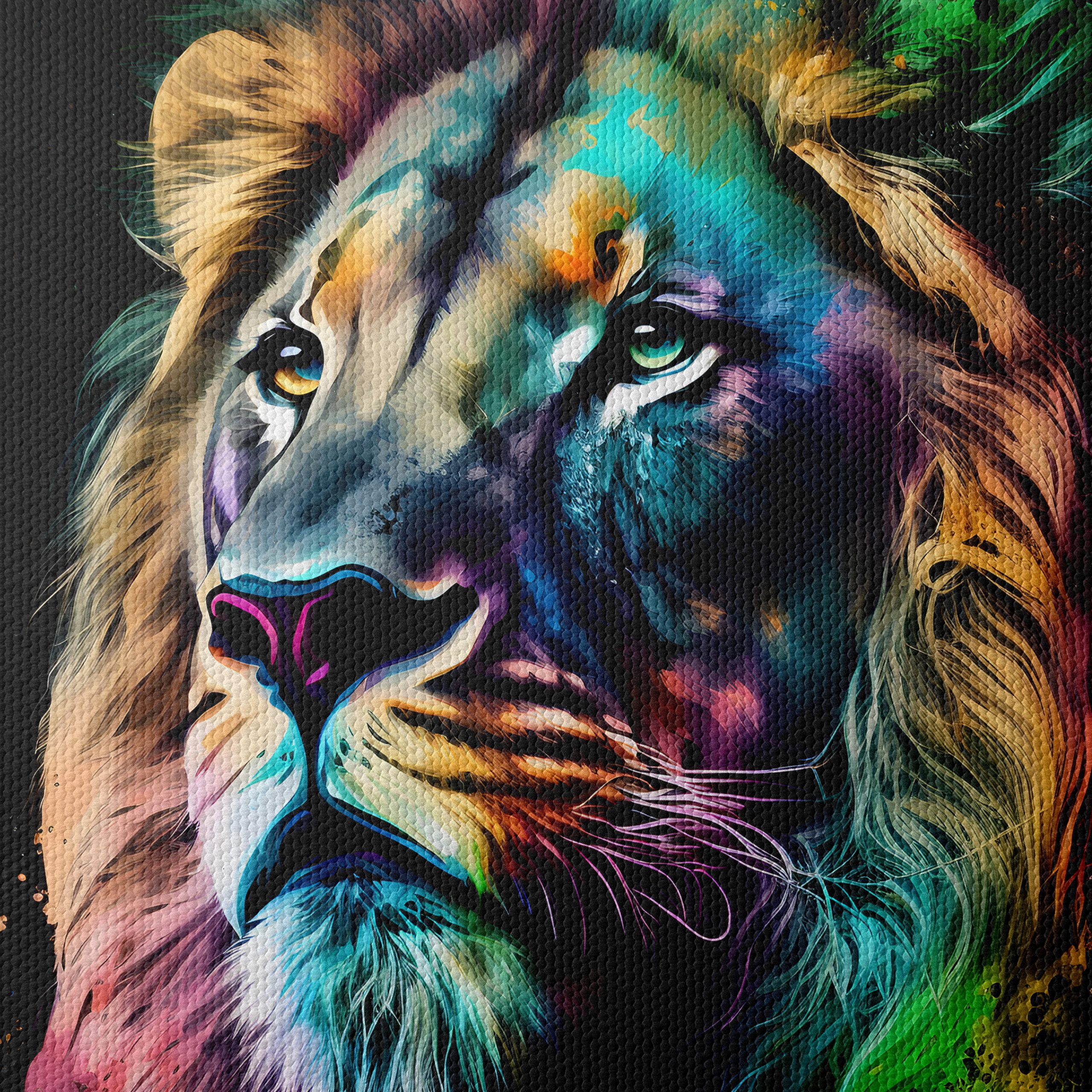 Colorful Lion Portrait Wall Art - Image 4