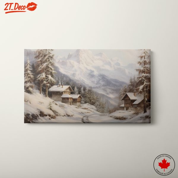 Winter Landscape with Rustic Cabins