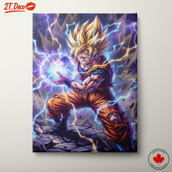 Epic Dragon Ball Character Artwork with Lightning Effects