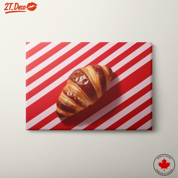 Croissant on Striped Background