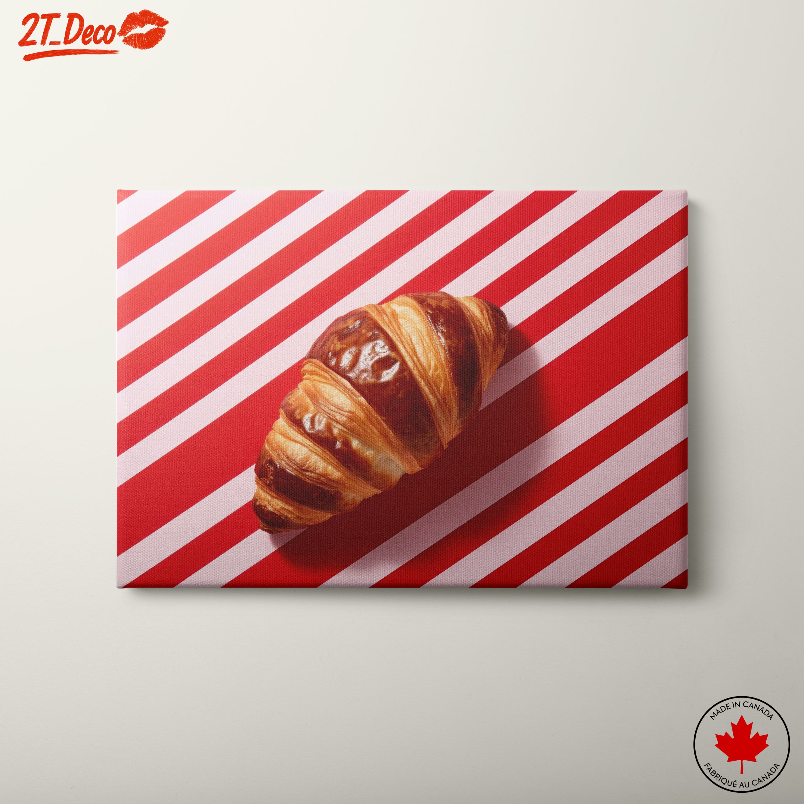 Croissant on Striped Background