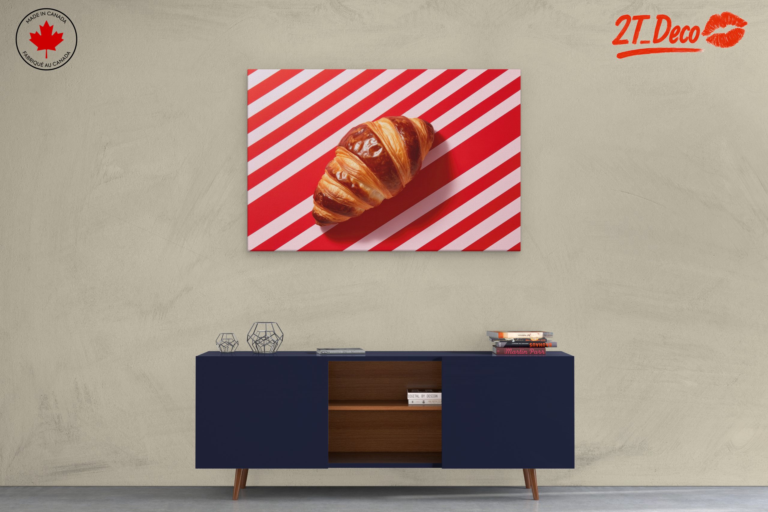 Croissant on Striped Background - Image 3